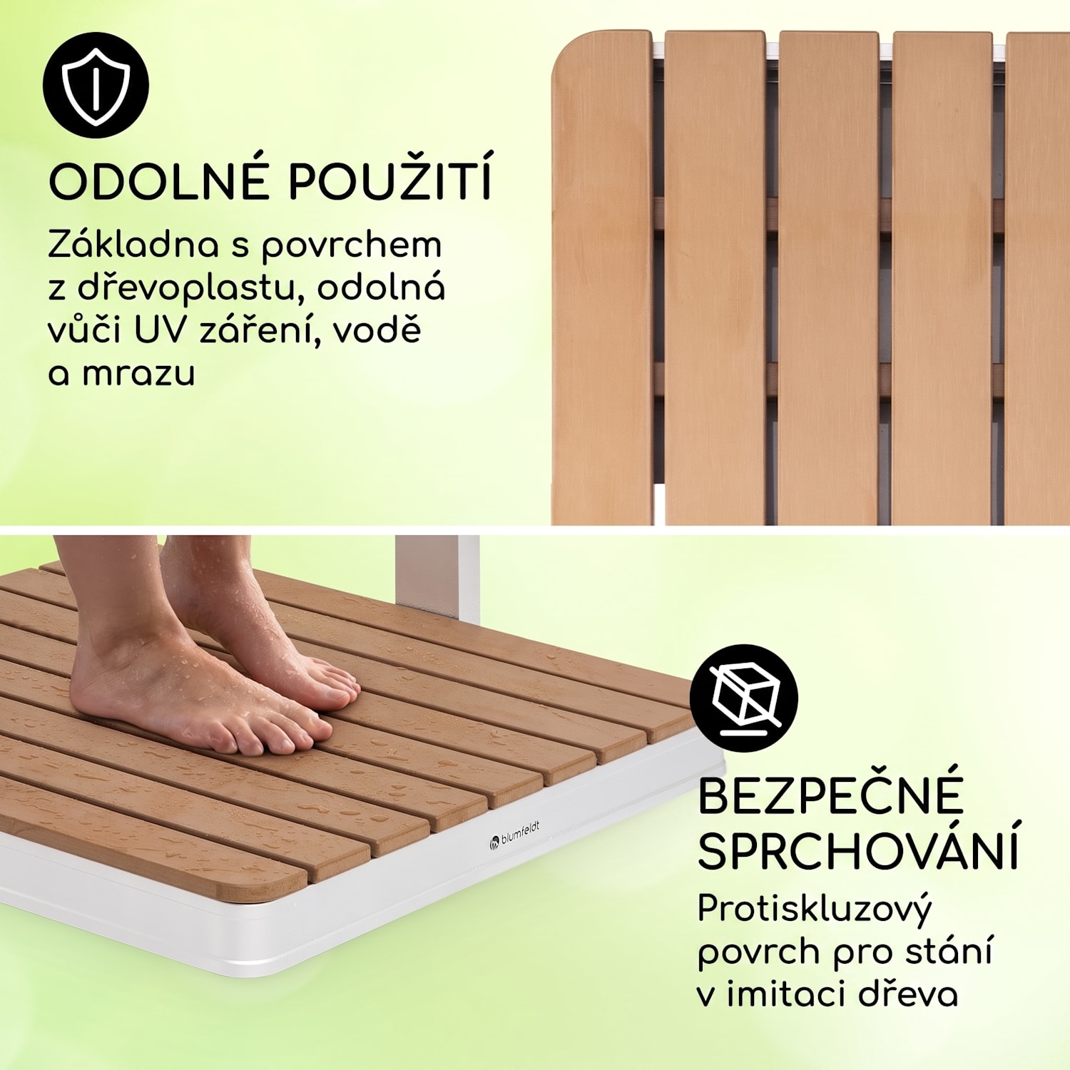 Sumatra Breeze, SQ, zahradní sprcha, WPC, hliník, 70x55, hranatá Čtvereční | Stříbrná
