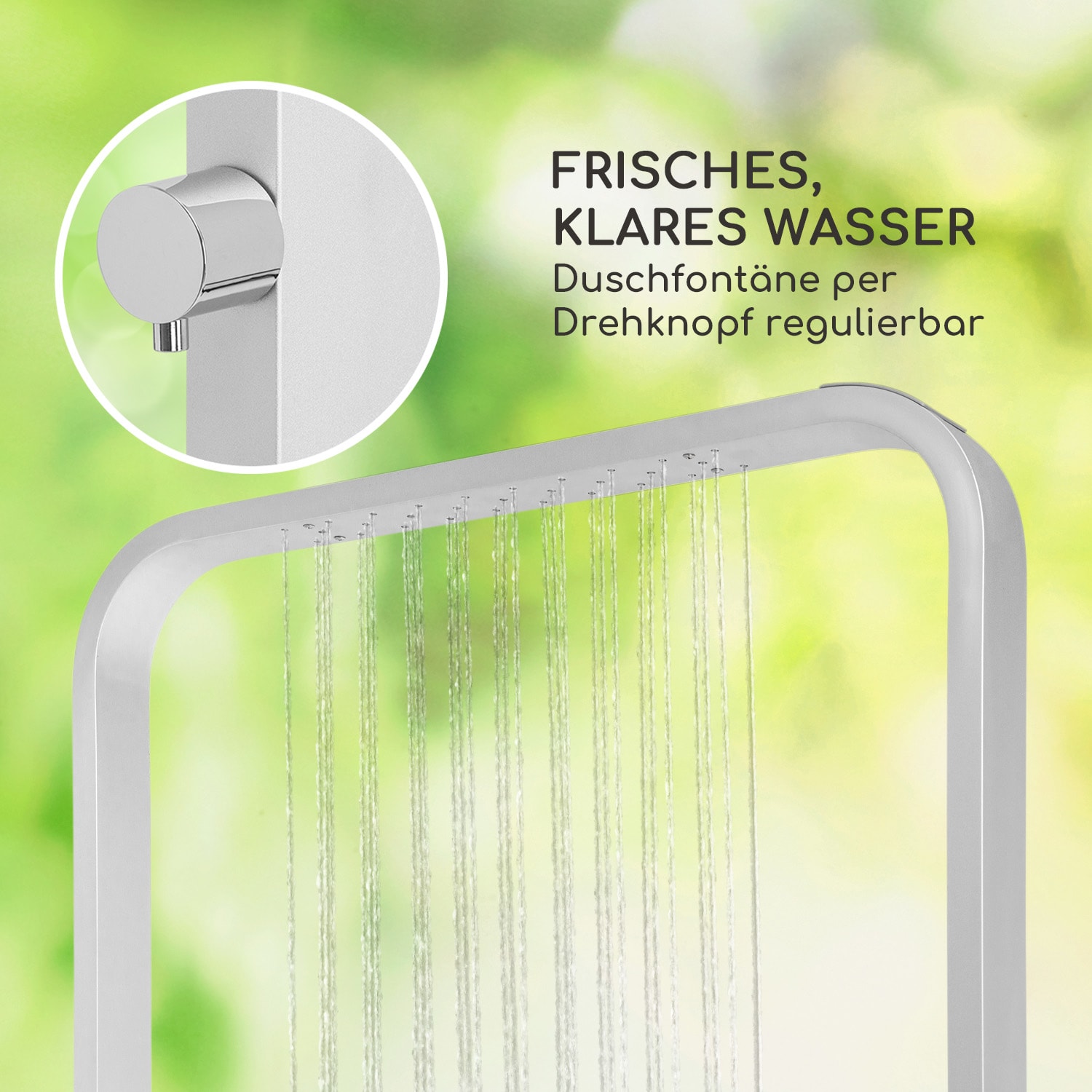 Sumatra Breeze Square Gartendusche WPC Aluminium 70x55cm eckig quadratisch | Silber