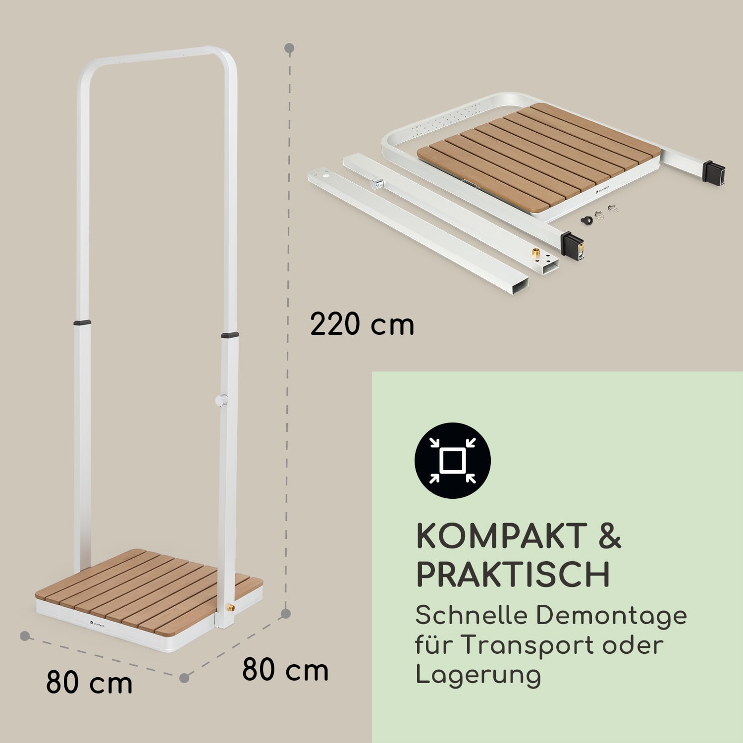 Sumatra Breeze Square Gartendusche WPC Aluminium 70x55cm eckig quadratisch | Silber