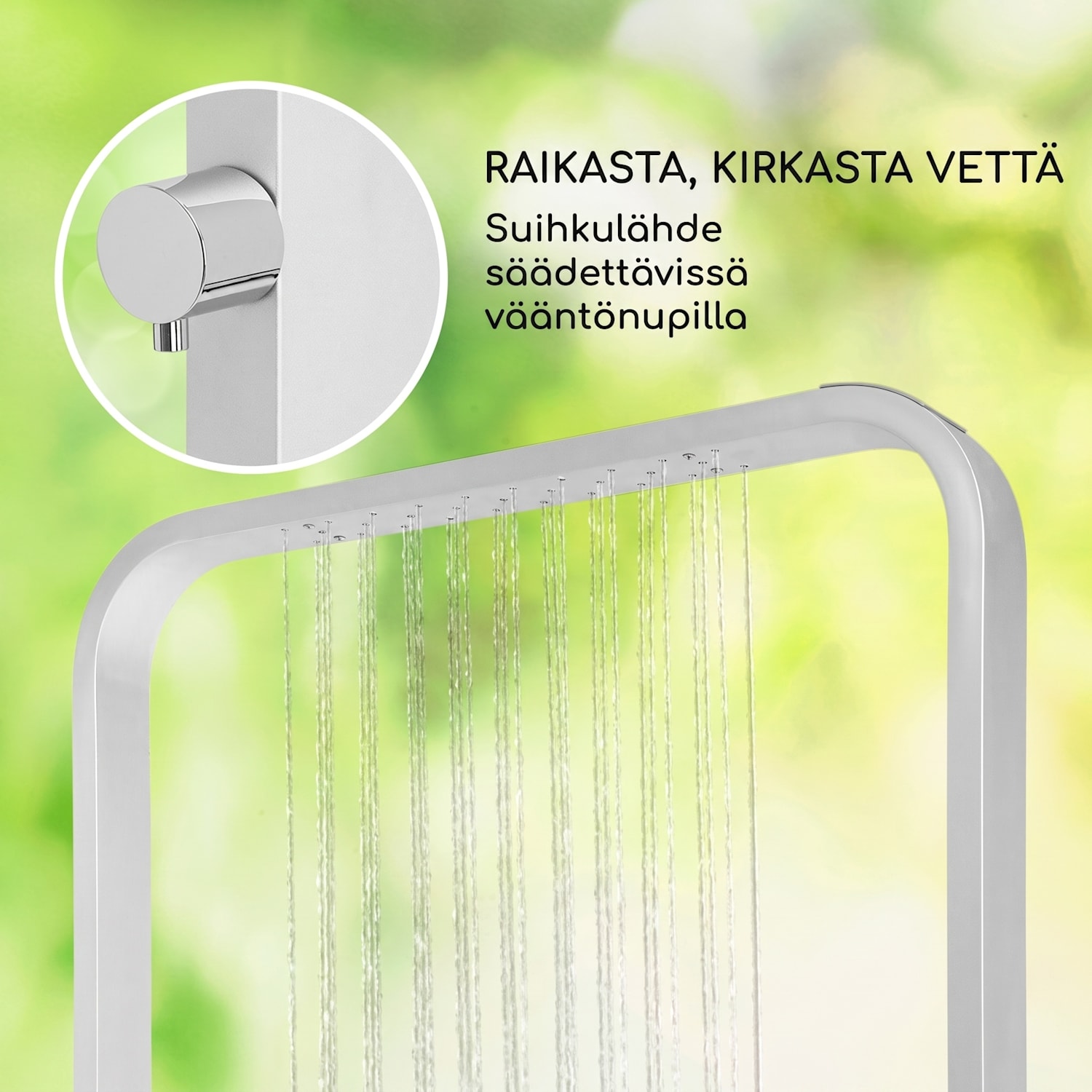 Sumatra Breeze Square puutarhasuihku WPC alumiini 70 x 55 cm kulmikas Neliö | Hopea