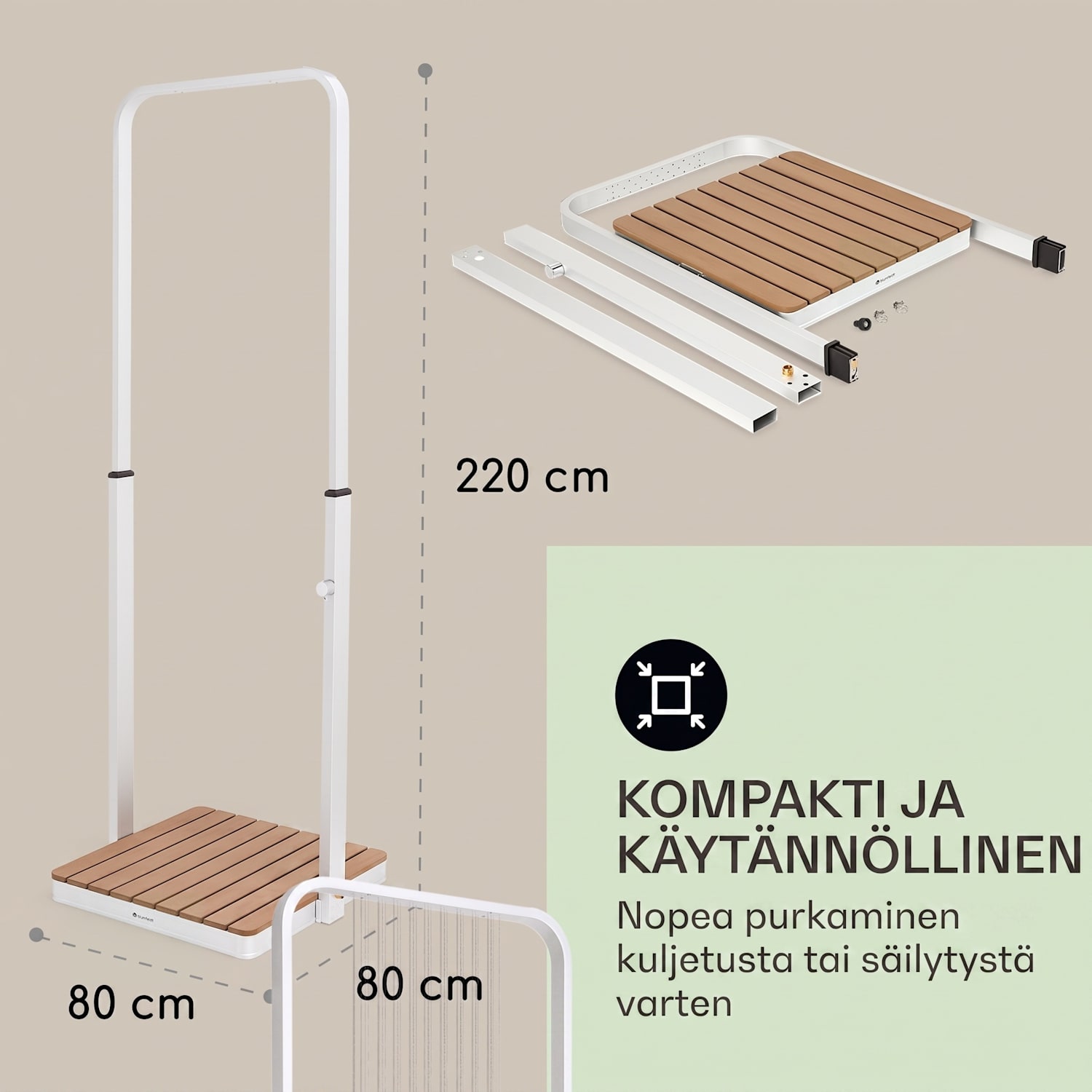 Sumatra Breeze Square puutarhasuihku WPC alumiini 70 x 55 cm kulmikas Neliö | Hopea