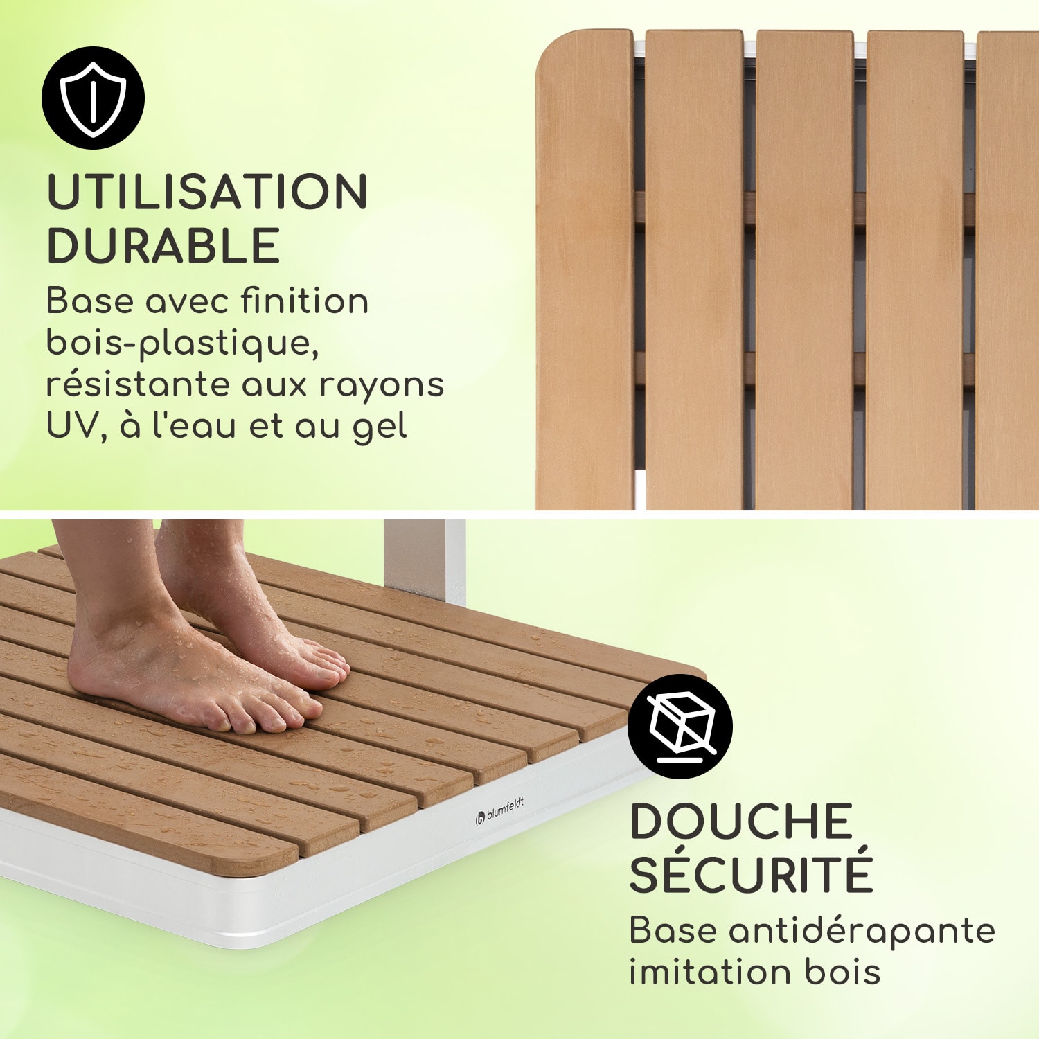 Sumatra Breeze Square douche de jardin WPC Aluminium 70 x 55 cm carrée Carré | Argent