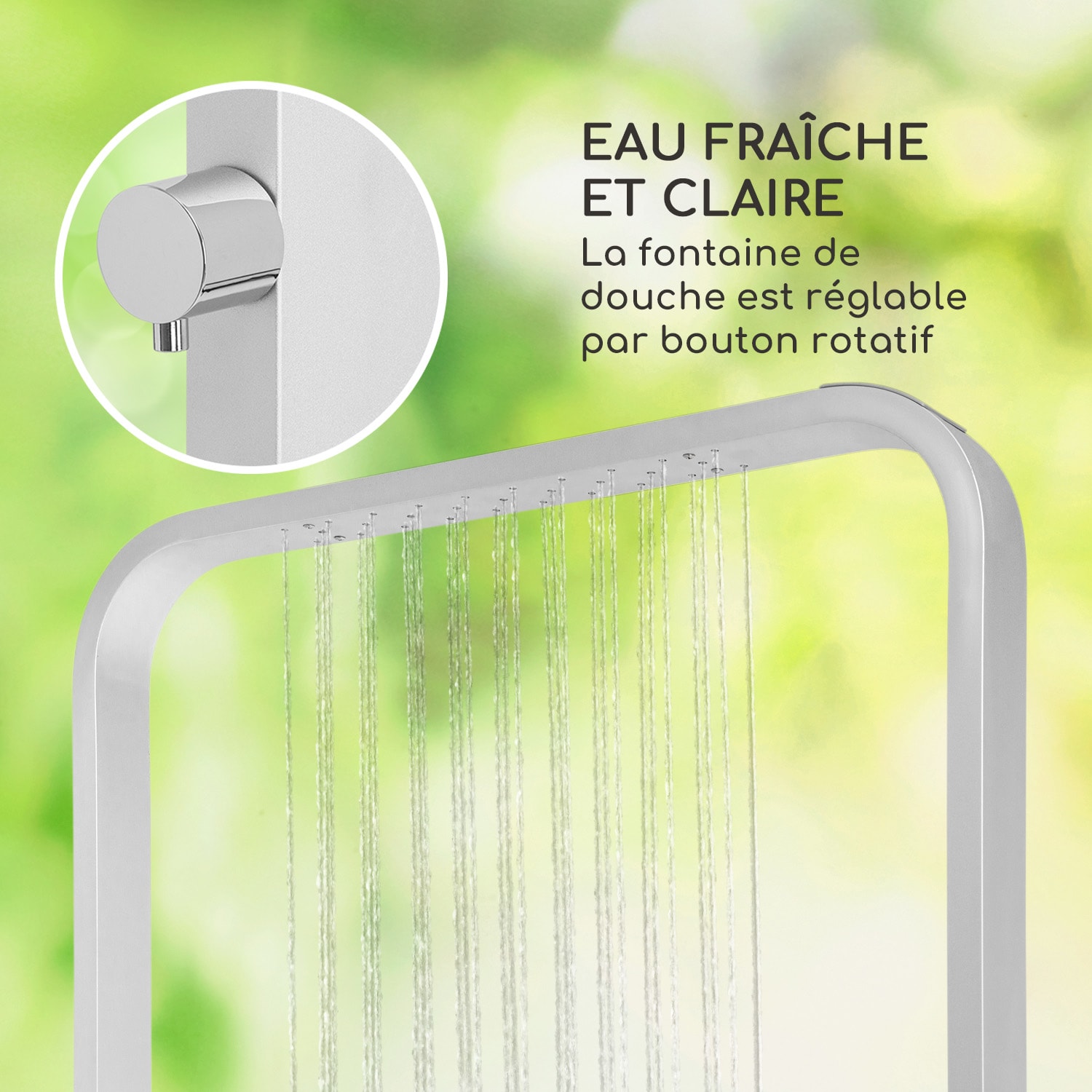 Sumatra Breeze Square douche de jardin WPC Aluminium 70 x 55 cm carrée Carré | Argent