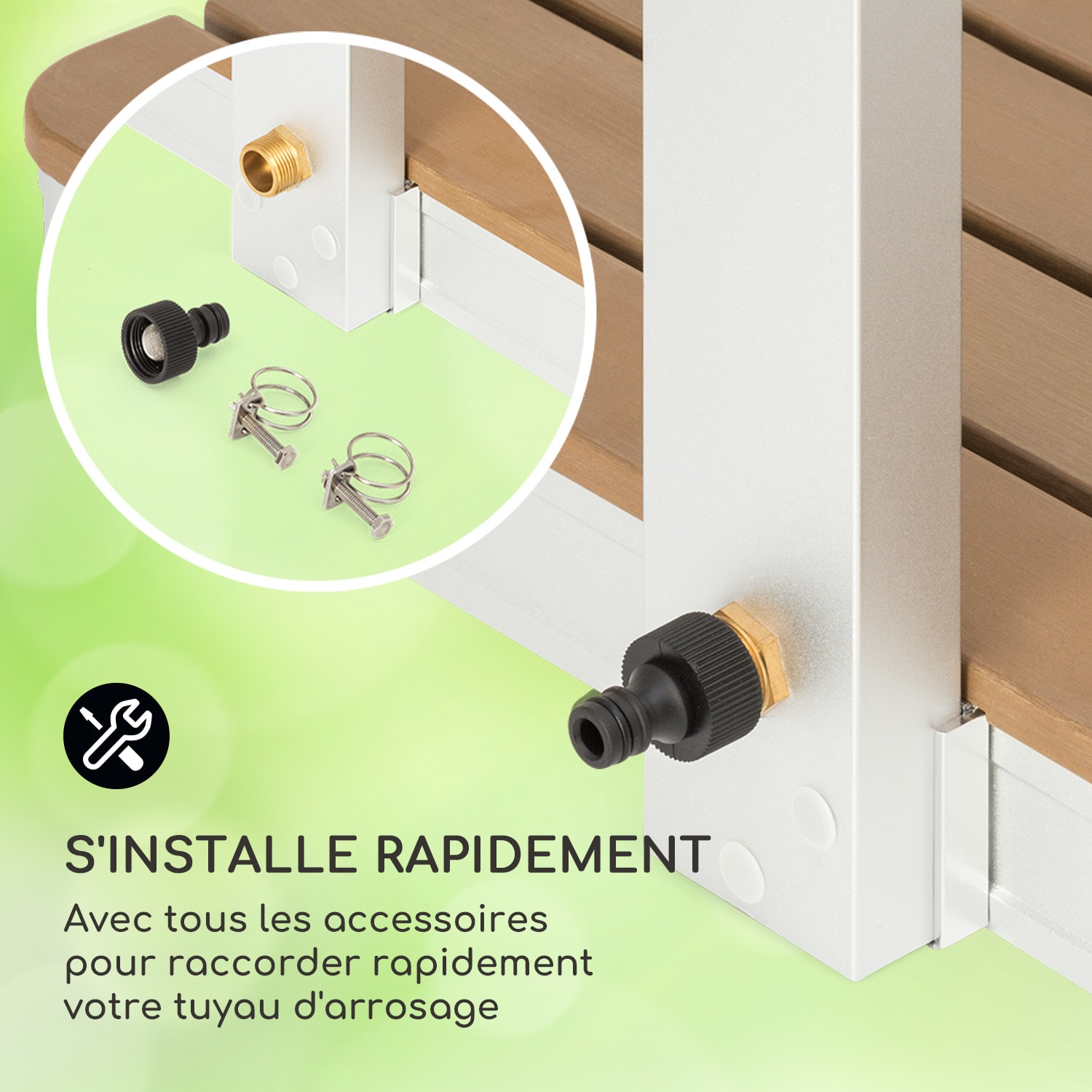 Sumatra Breeze Square douche de jardin WPC Aluminium 70 x 55 cm carrée Carré | Argent