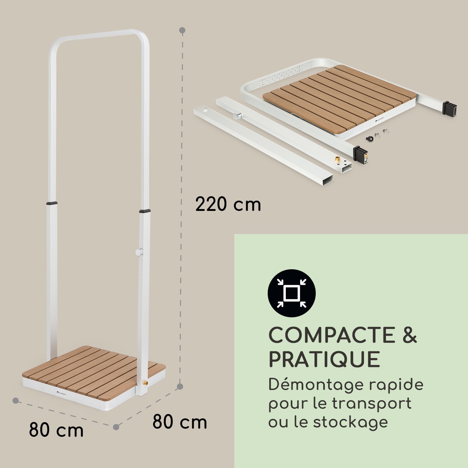 Sumatra Breeze Square douche de jardin WPC Aluminium 70 x 55 cm carrée Carré | Argent