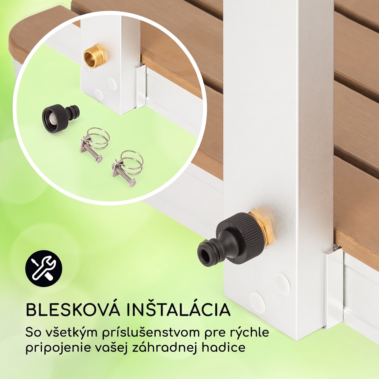 Sumatra Breeze Square, záhradná sprcha, WPC, hliník, 70x55, hranatá Štvorcový | Strieborná