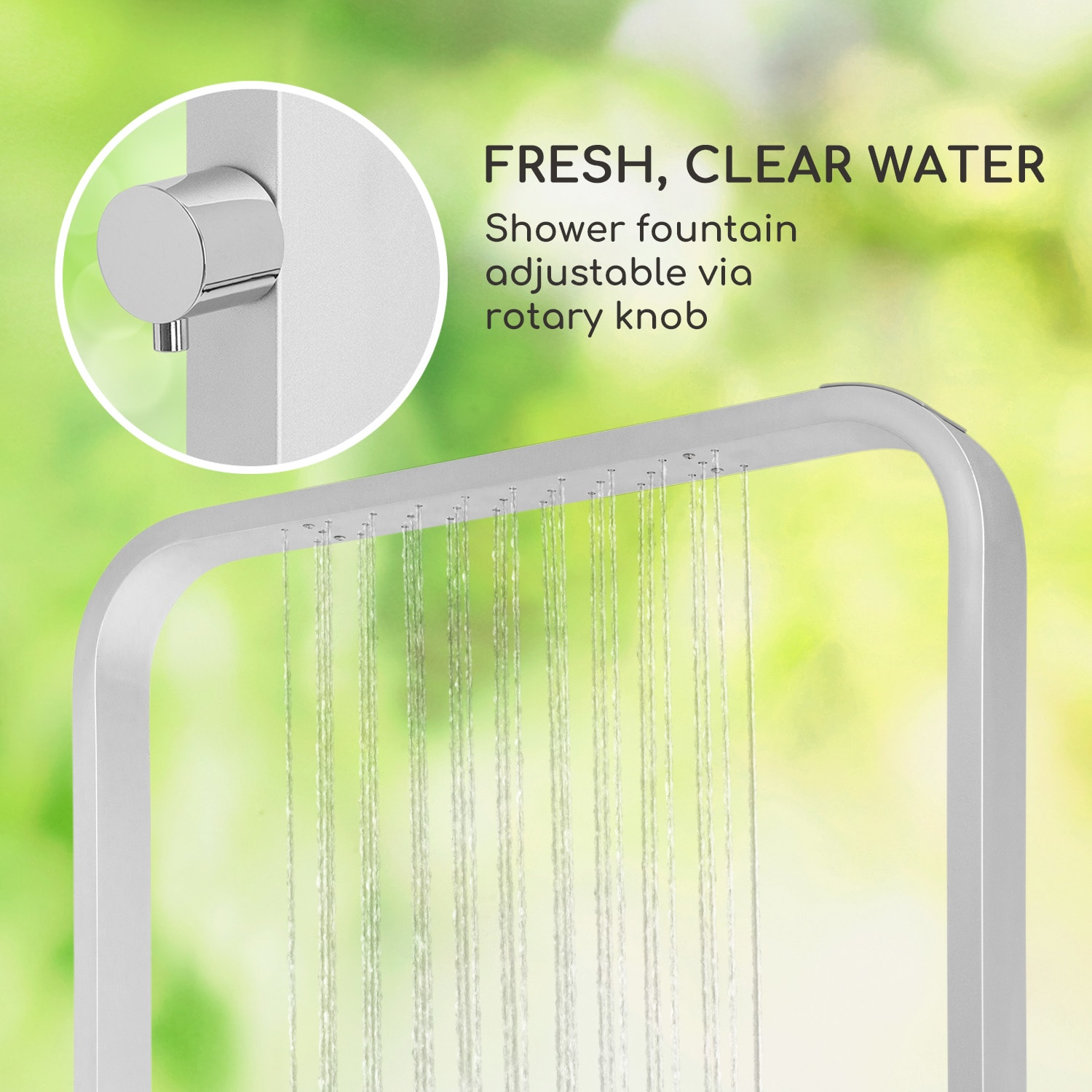 Sumatra Breeze, SQ, kerti zuhany, WPC, alumínium, 70x55, szögletes Négyzet | Ezüst