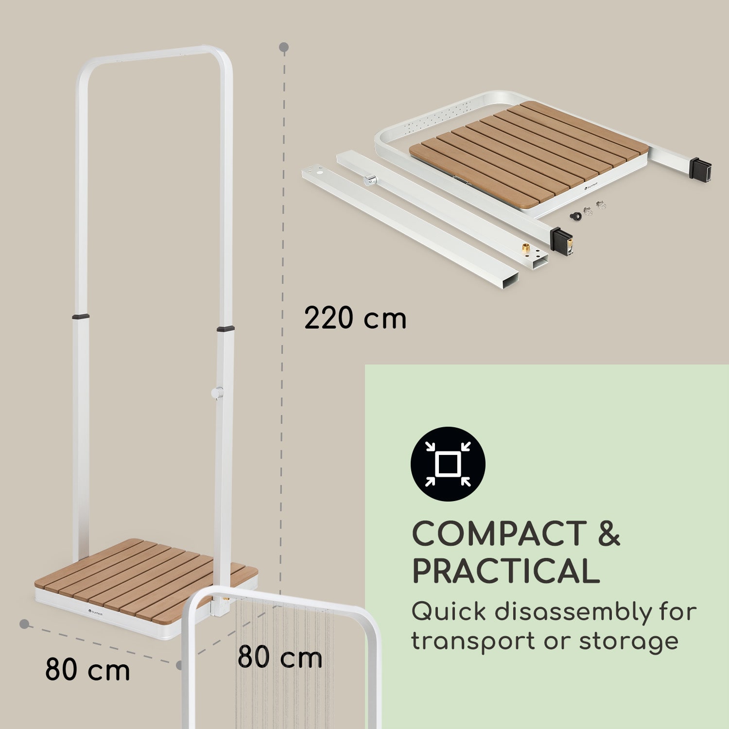 Sumatra Breeze, SQ, kerti zuhany, WPC, alumínium, 70x55, szögletes Négyzet | Ezüst