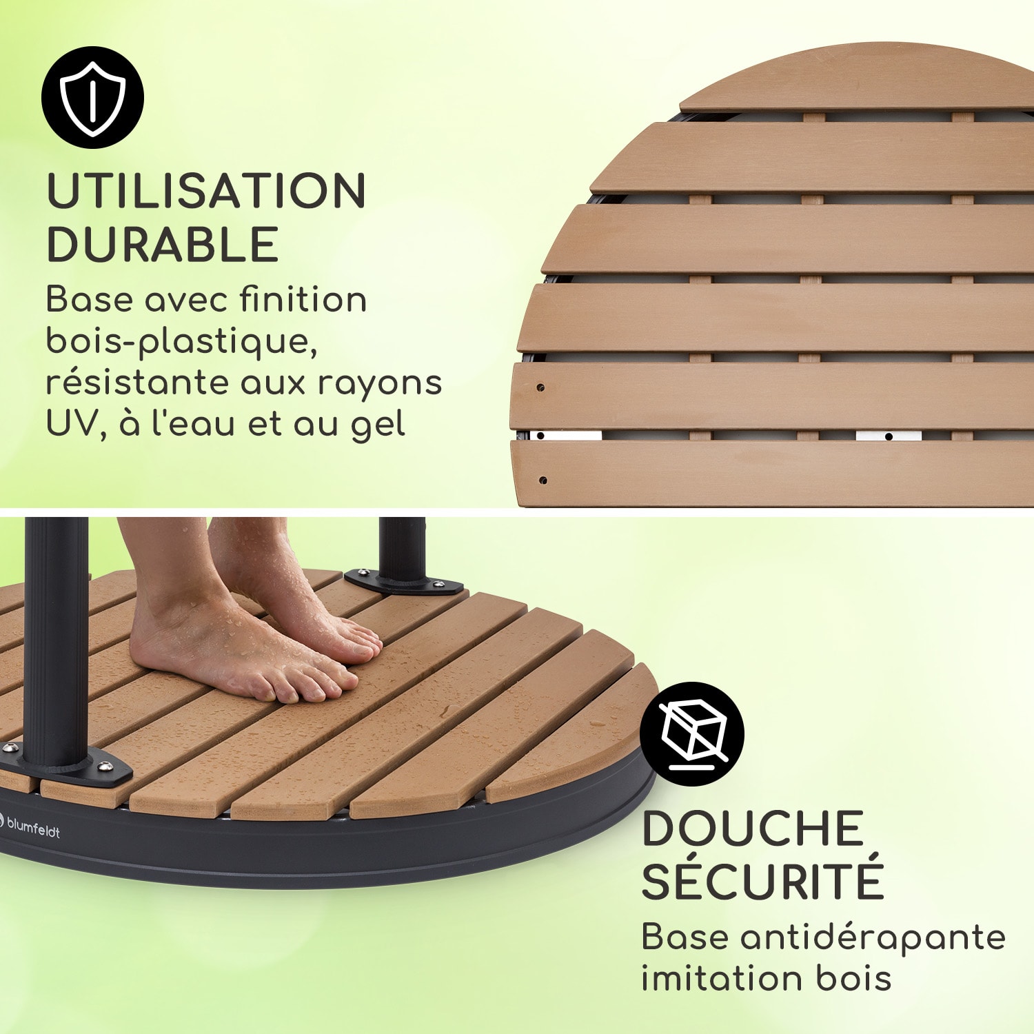 Sumatra Falls Round douche de jardin WPC Aluminium Ø 80 cm ronde rond | Noir