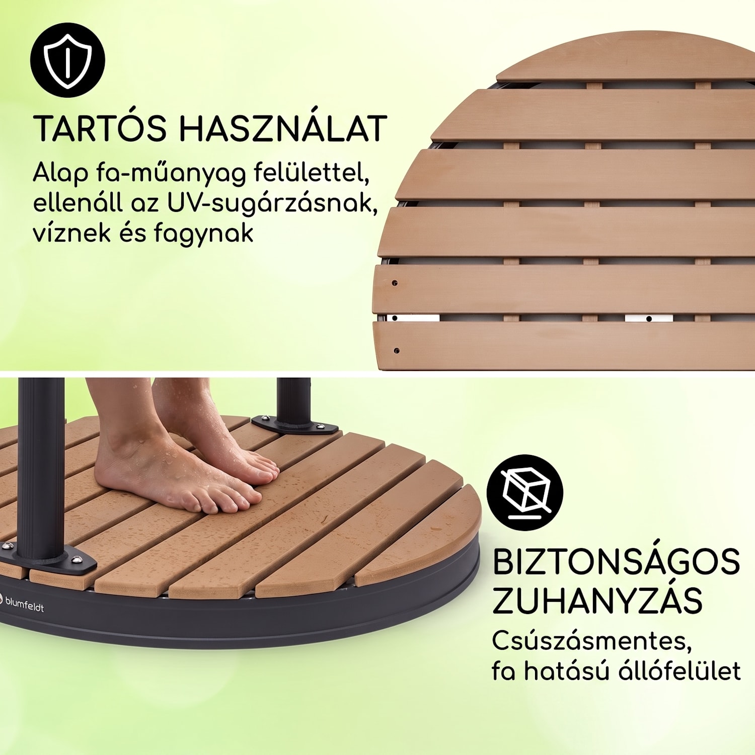 Sumatra Falls Round, kerti zuhanyzó, WPC, alumínium, Ø 80 cm, kerek Ovális | Fekete