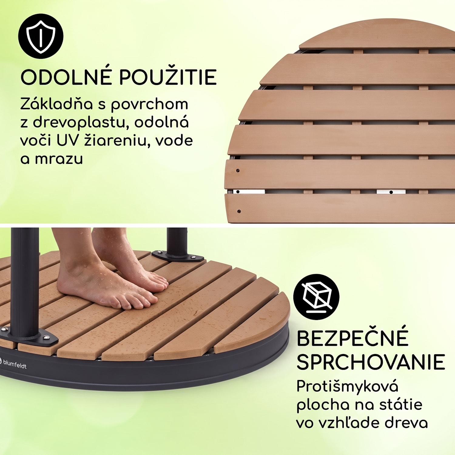Sumatra Falls Round, záhradná sprcha, WPC, hliník, Ø 80 cm, okrúhla Oválny | Čierna