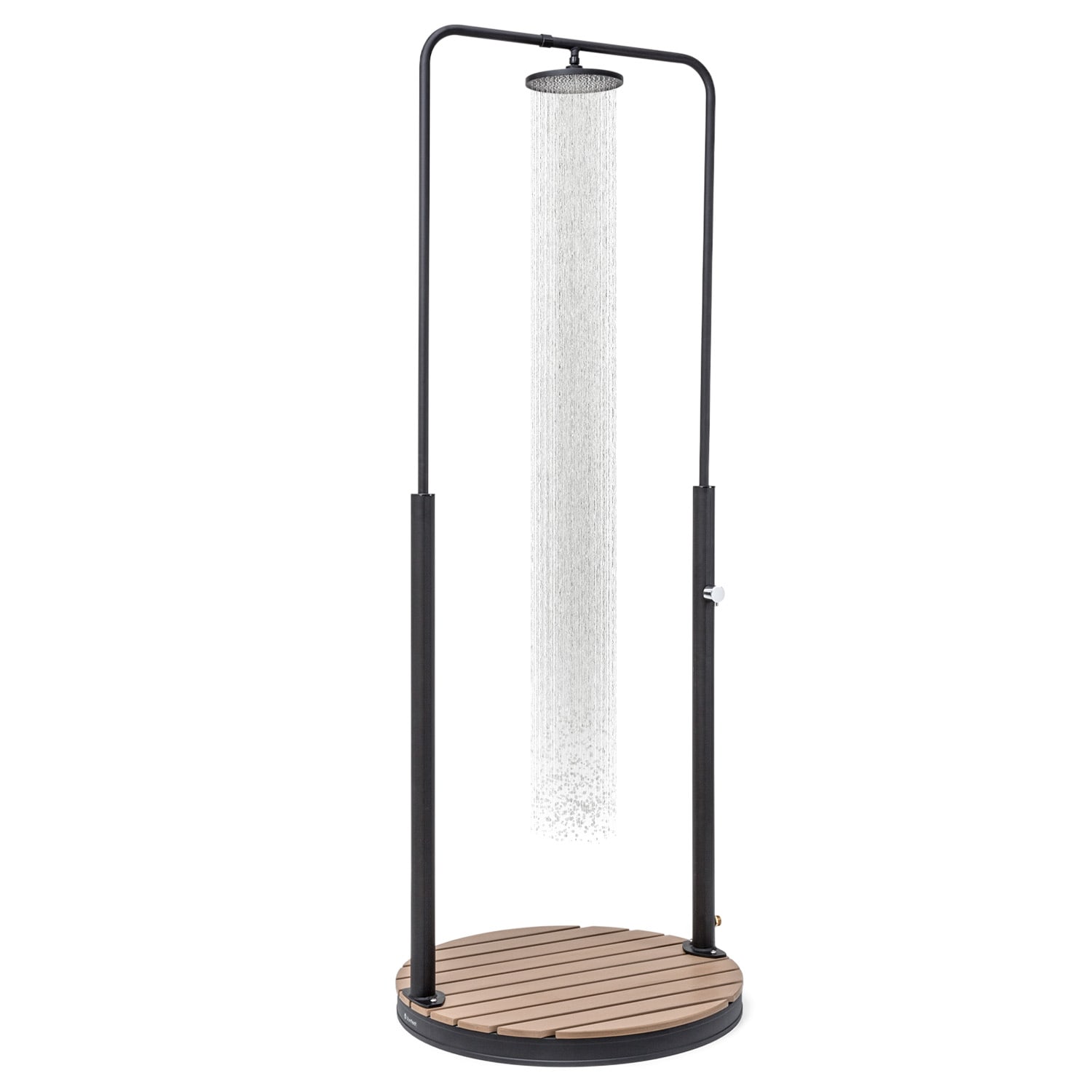 Sumatra Falls Round, kerti zuhanyzó, WPC, alumínium, Ø 80 cm, kerek Ovális | Fekete