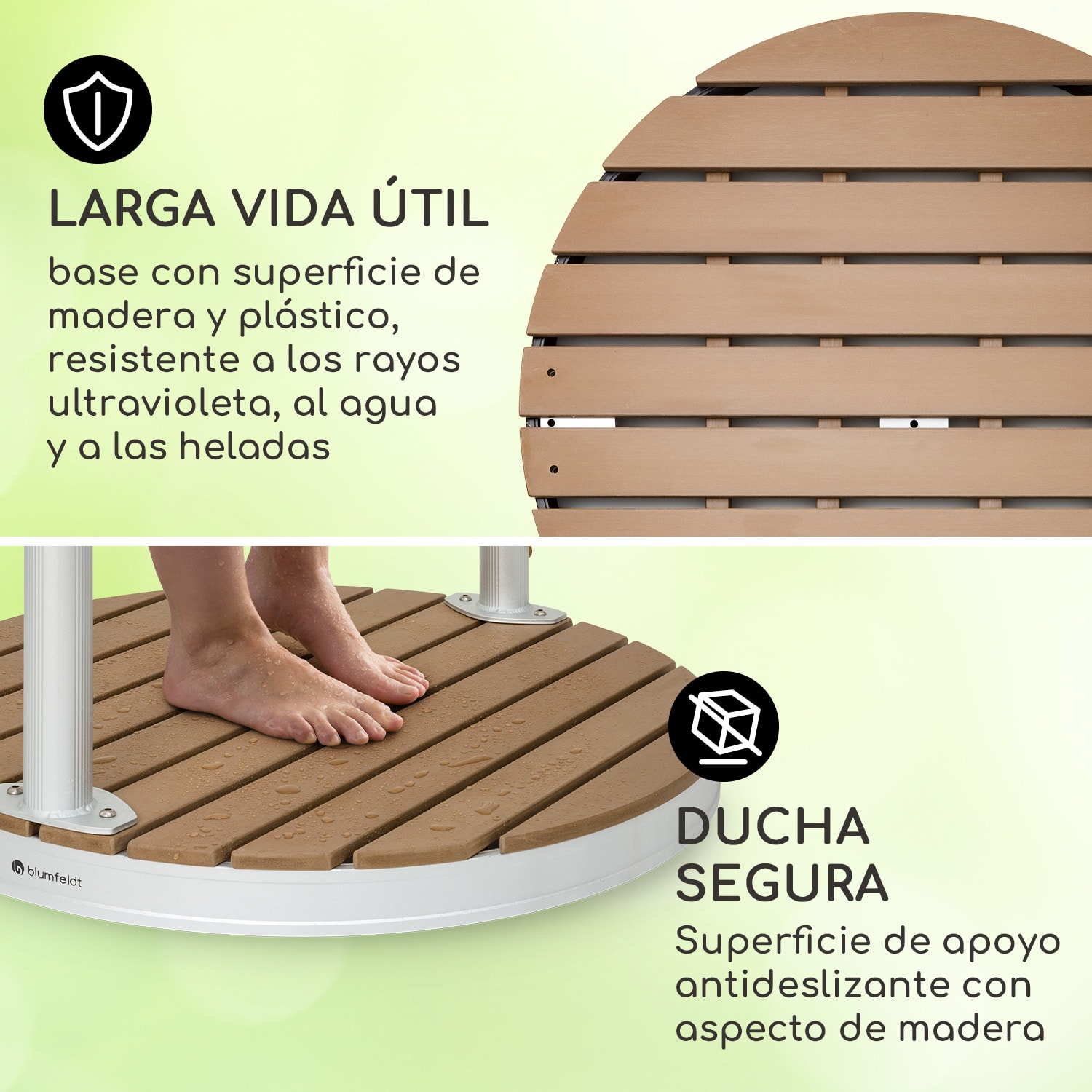 Sumatra Falls Round Ducha de jardín WPC Aluminio Ø 80 cm redonda redondo | Plata