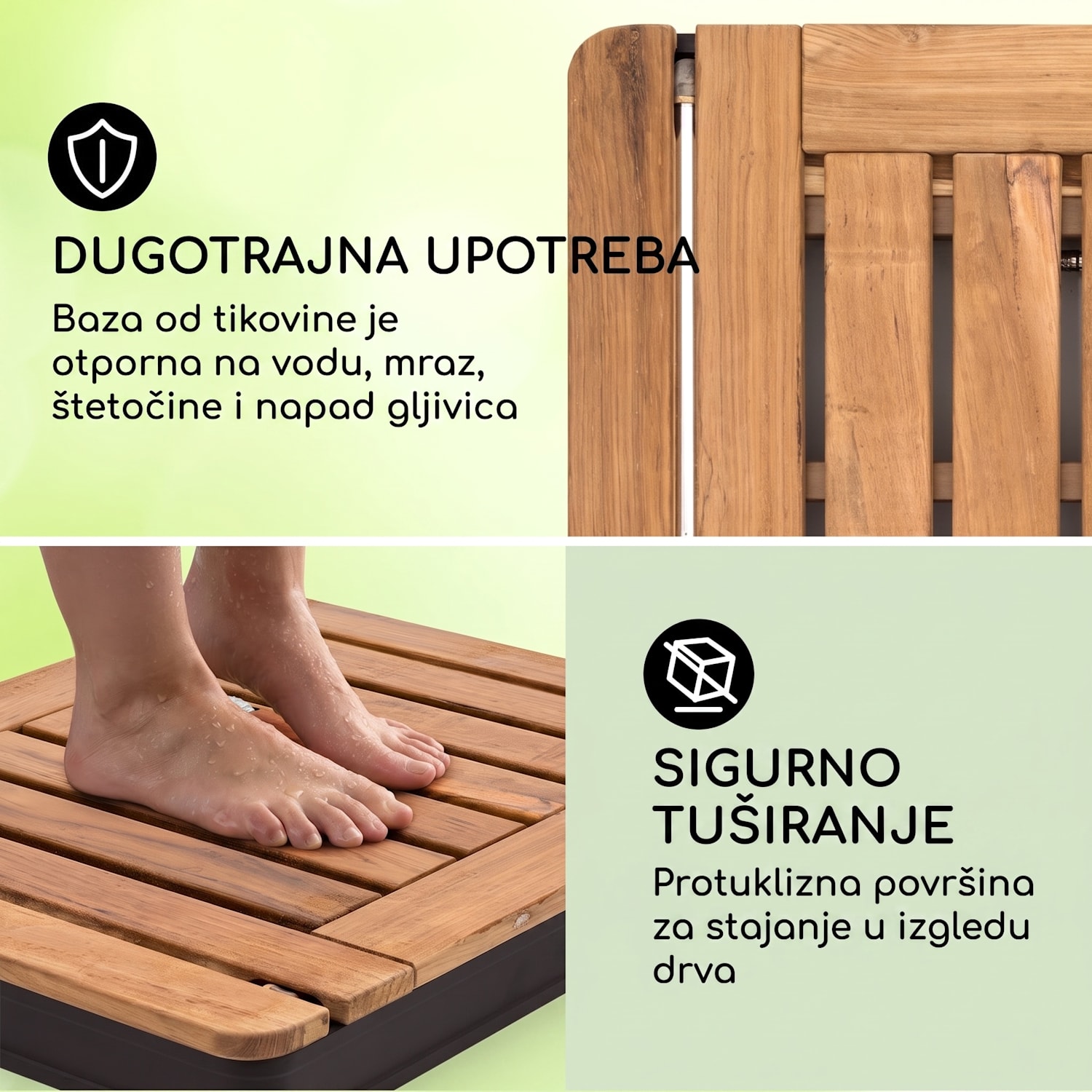 Sumatra Teak Square, vrtni tuš, aluminij, tikovina, ručka Kvadrat | Crna