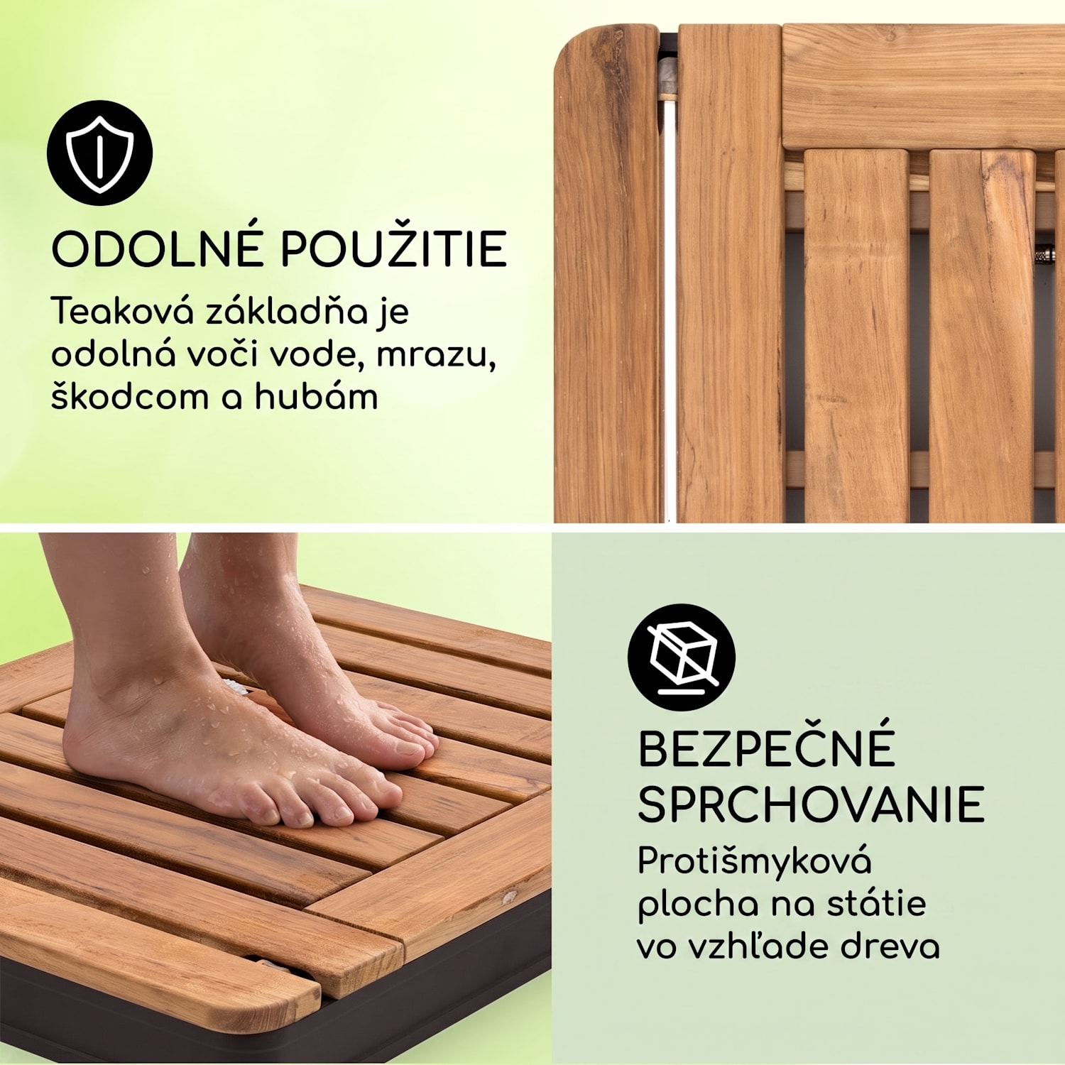 Sumatra Teak Square, záhradná sprcha, hliník, tíkové drevo, rukoväť Štvorcový | Čierna