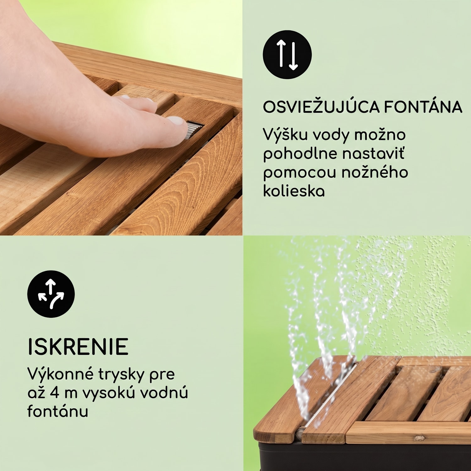 Sumatra Teak Square, záhradná sprcha, hliník, tíkové drevo, rukoväť Štvorcový | Čierna