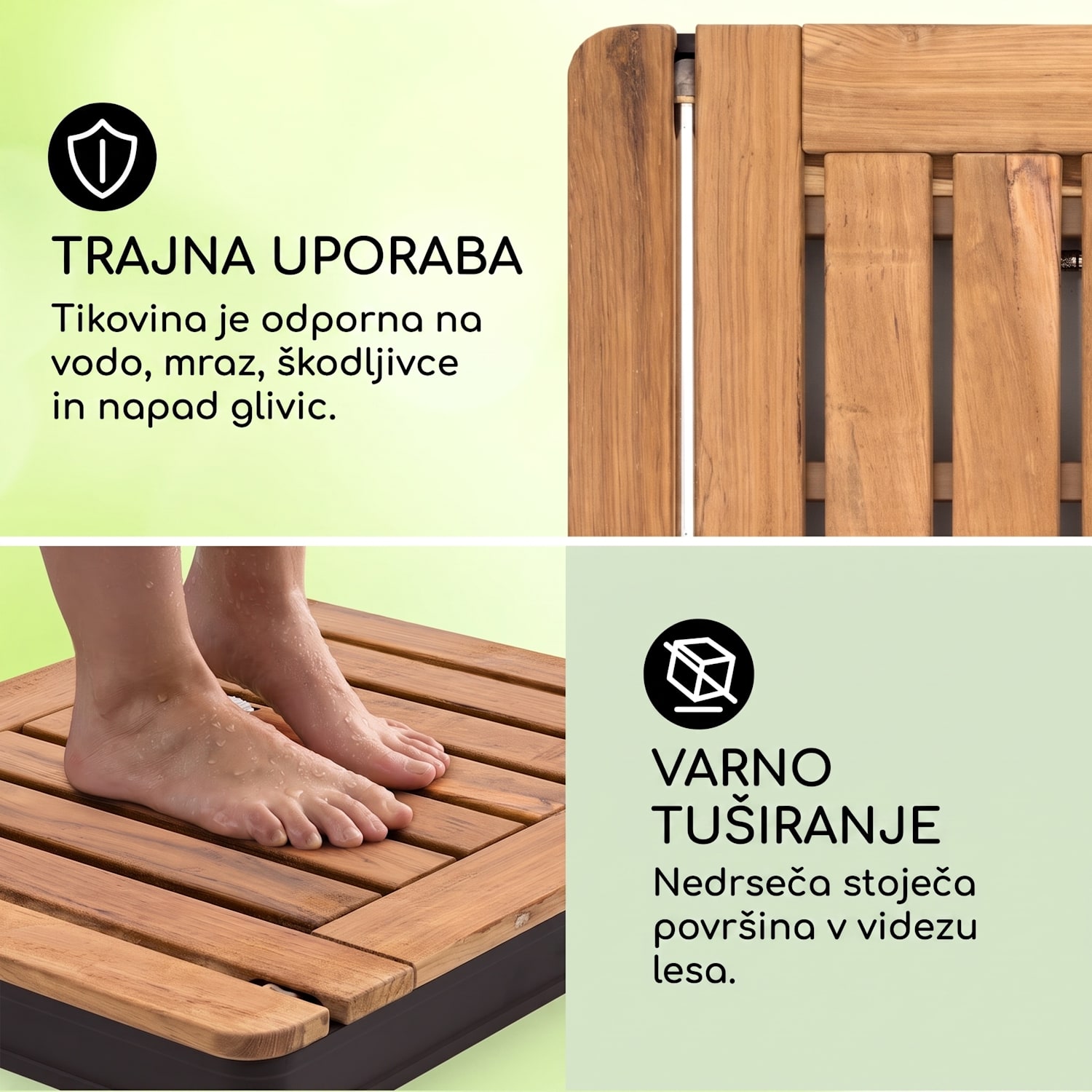 Sumatra Teak Square, vrtni tuš, aluminij, tikov les, ročaj kvadrat | Črna