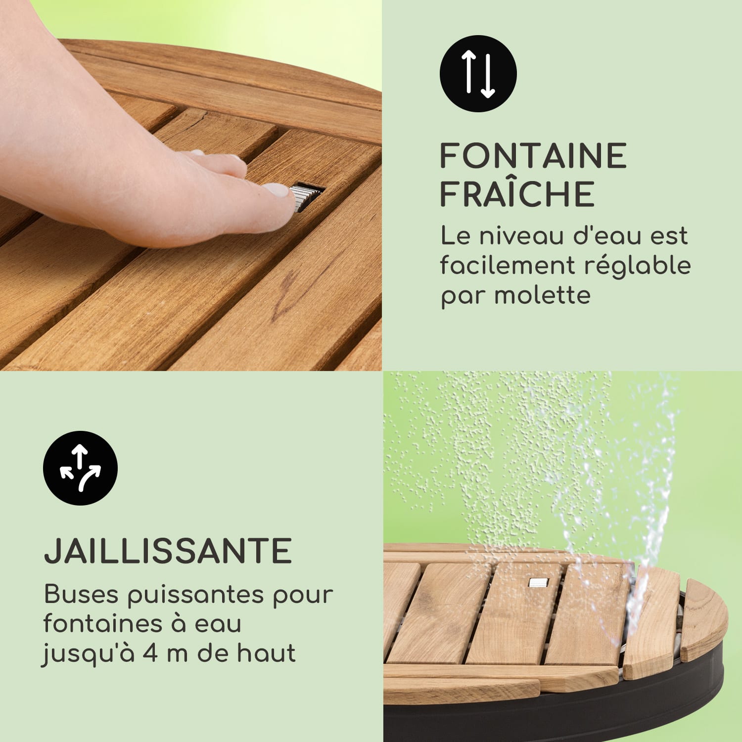 Sumatra Teak Round tuindouche aluminium teakhout draaggreep Ovaal | Zwart