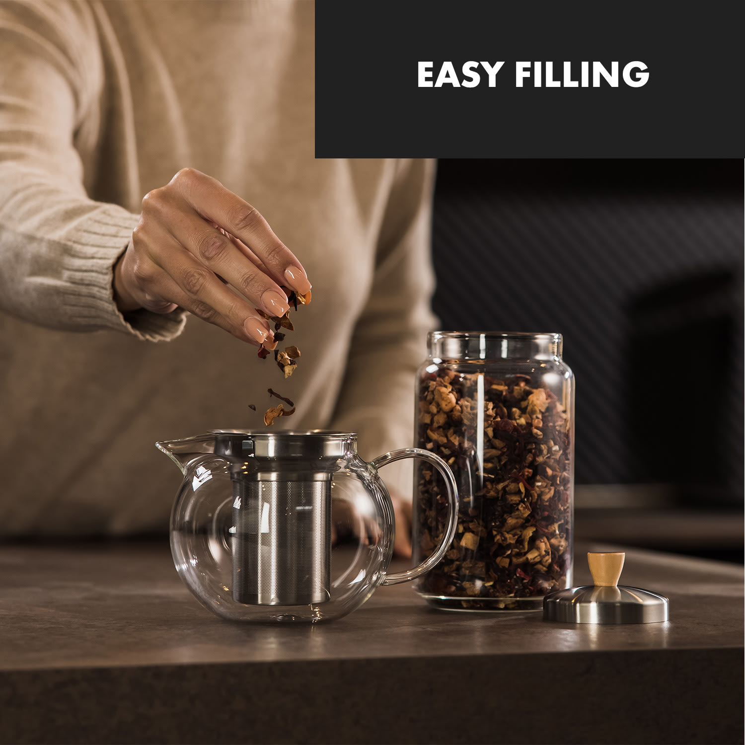 Sencha, čajová konvice, 0,65 l, sítko z nerezové oceli, borosilikátové sklo, víčko 