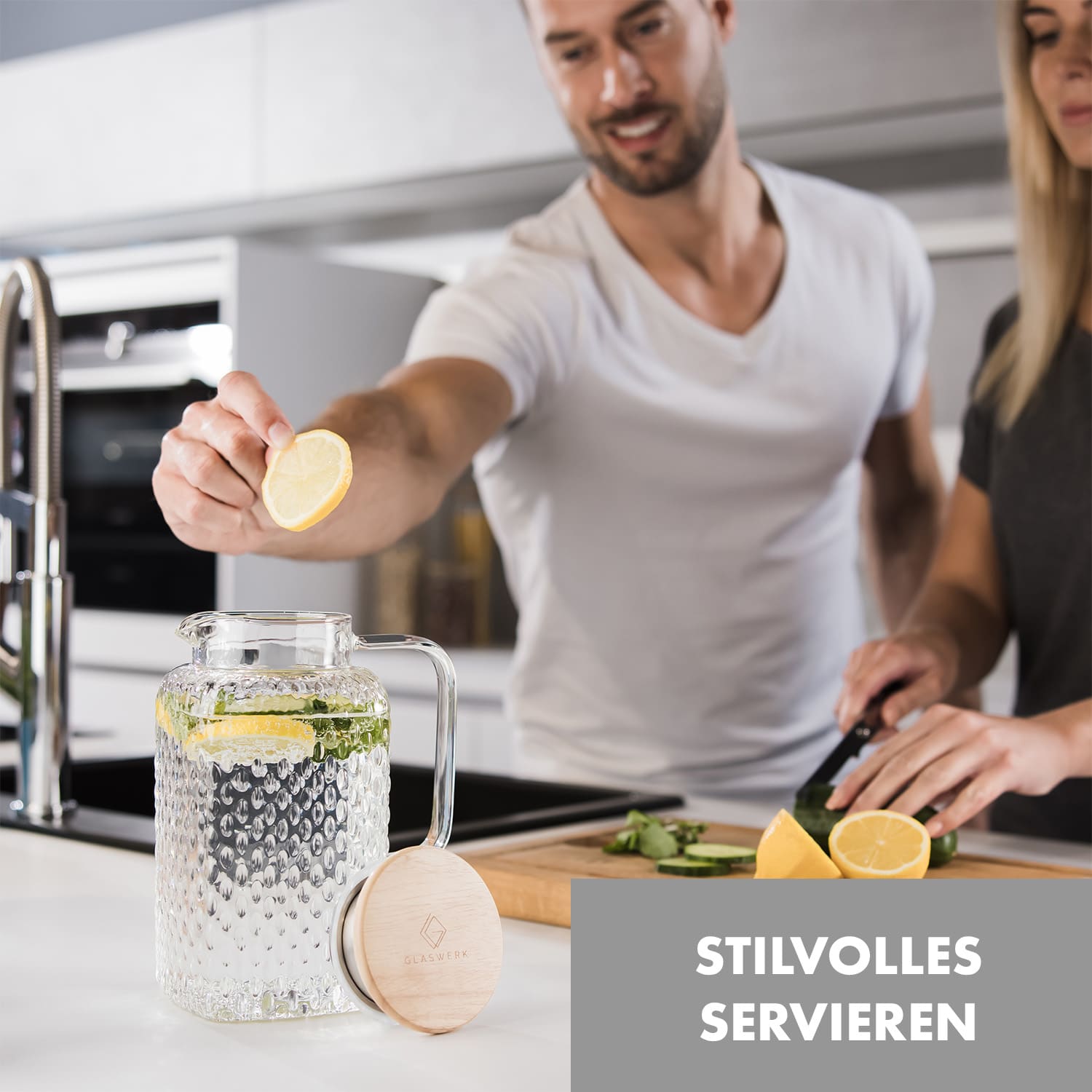 Glaswerk Livenza carafe d'eau 1,5 litre verre borosilicaté couvercle passoire en acier inoxydable 