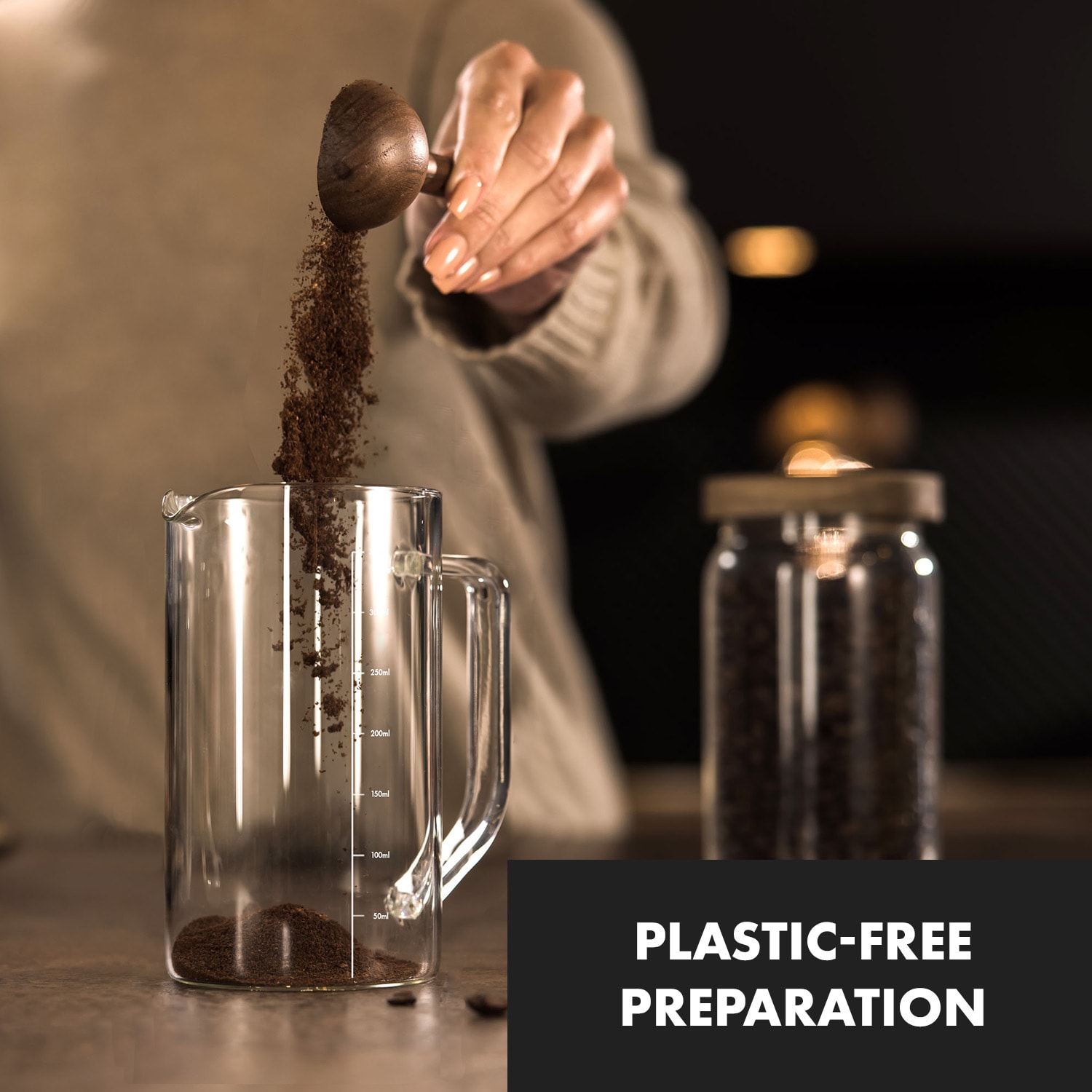 Glaswerk Ristretto French Press 0,35 liter borosilicaatglas rvs walnoothout 350 ml