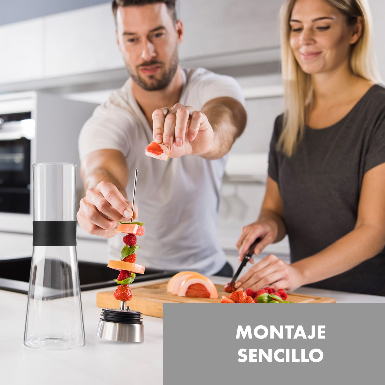 Sile Jarra 1 L Vidrio borosilicato Brocheta de fruta con tapón 