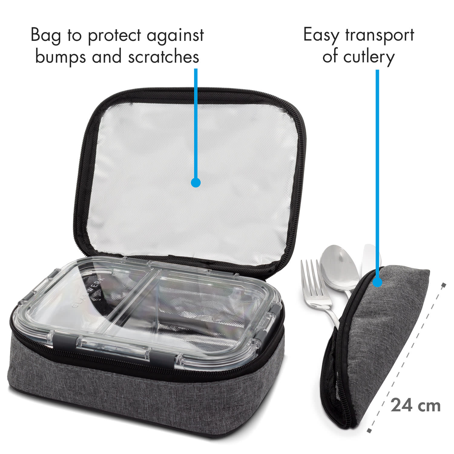 Glaswerk Hopewell, dózy na potraviny, sada 3 kusů, 1040 ml, borosilikátové sklo, víko, taška