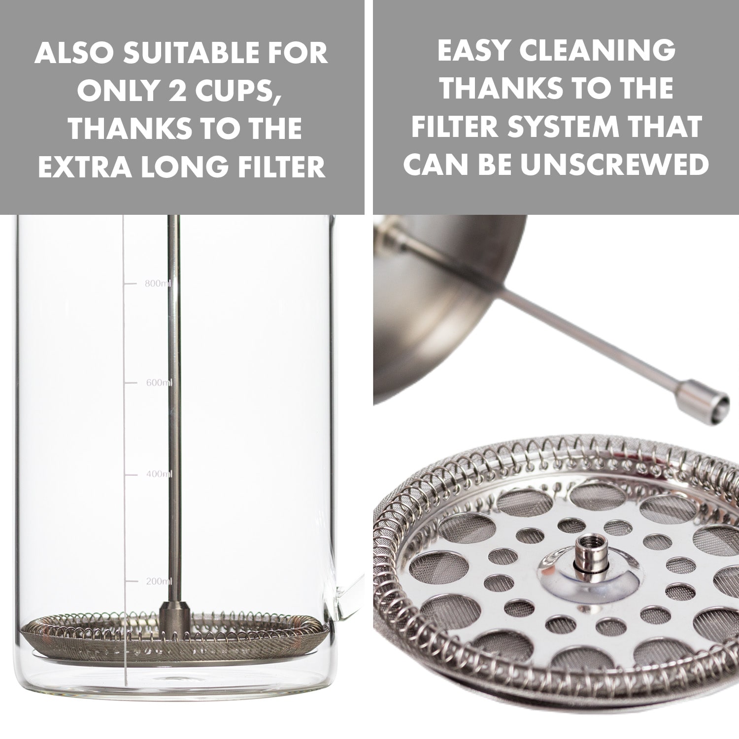 Glaswerk Ristretto, french press, 1 l, borosilikátové sklo, nehrdzavejúca oceľ, orechové drevo 1 Ltr