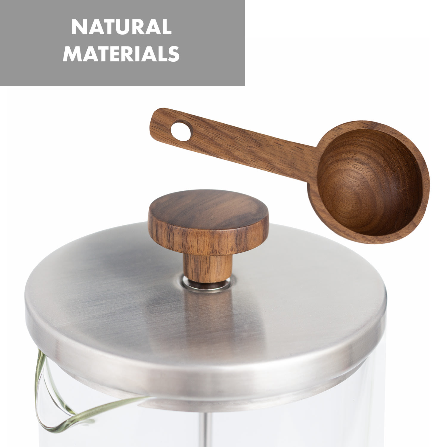 Glaswerk Ristretto, french press, 1 l, borosilikátové sklo, nehrdzavejúca oceľ, orechové drevo 1 Ltr