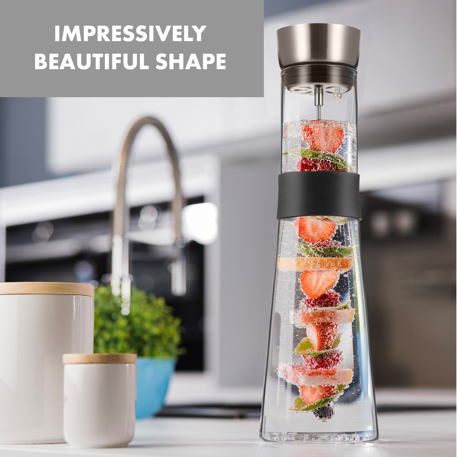 Sile, Carafe, 1.6 Litre, Borosilicate Glass, Fruit Skewer with Stopper 1.6 Ltr
