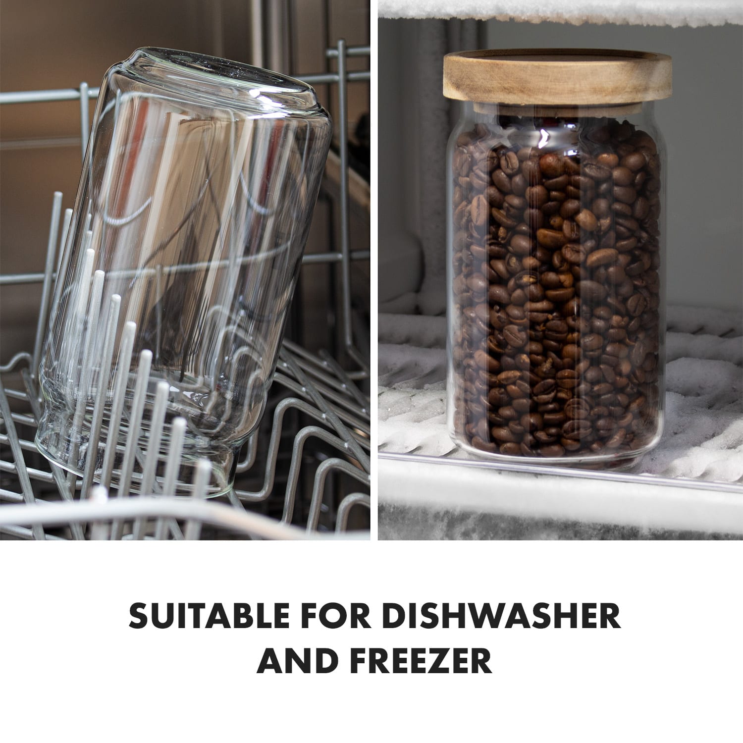 Glaswerk Lovage, pojemniki na żywność, zestaw 3 szt., 0,75 l, 1,1 l, 1,5 l, szkło borokrzemowe, pokrywka z drewna akacjowego, silikon 