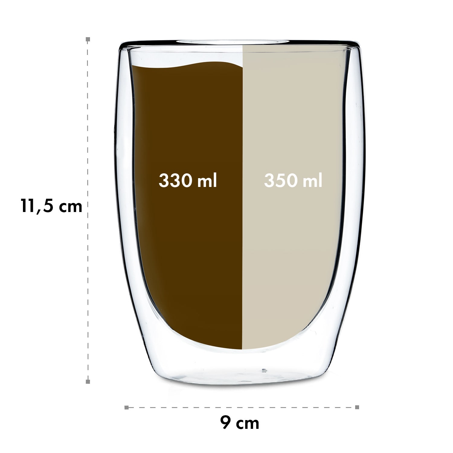 Jesolo dubbelväggade Termoglas 350 ml handgjorda borosilikatglas 