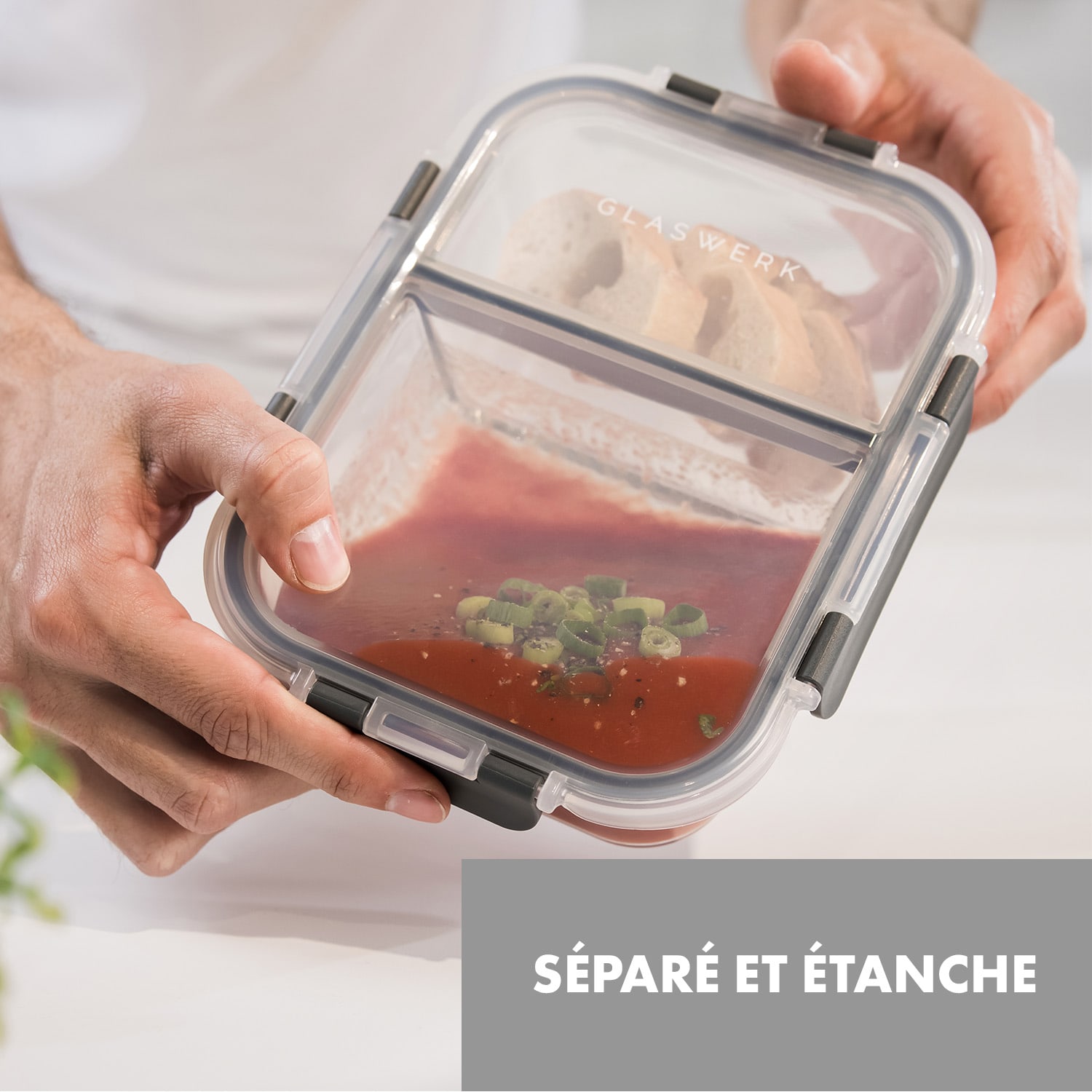 Jardine vershoudbakjes set van 3 2 vakken 1040 ml borosilicaatglas deksel 