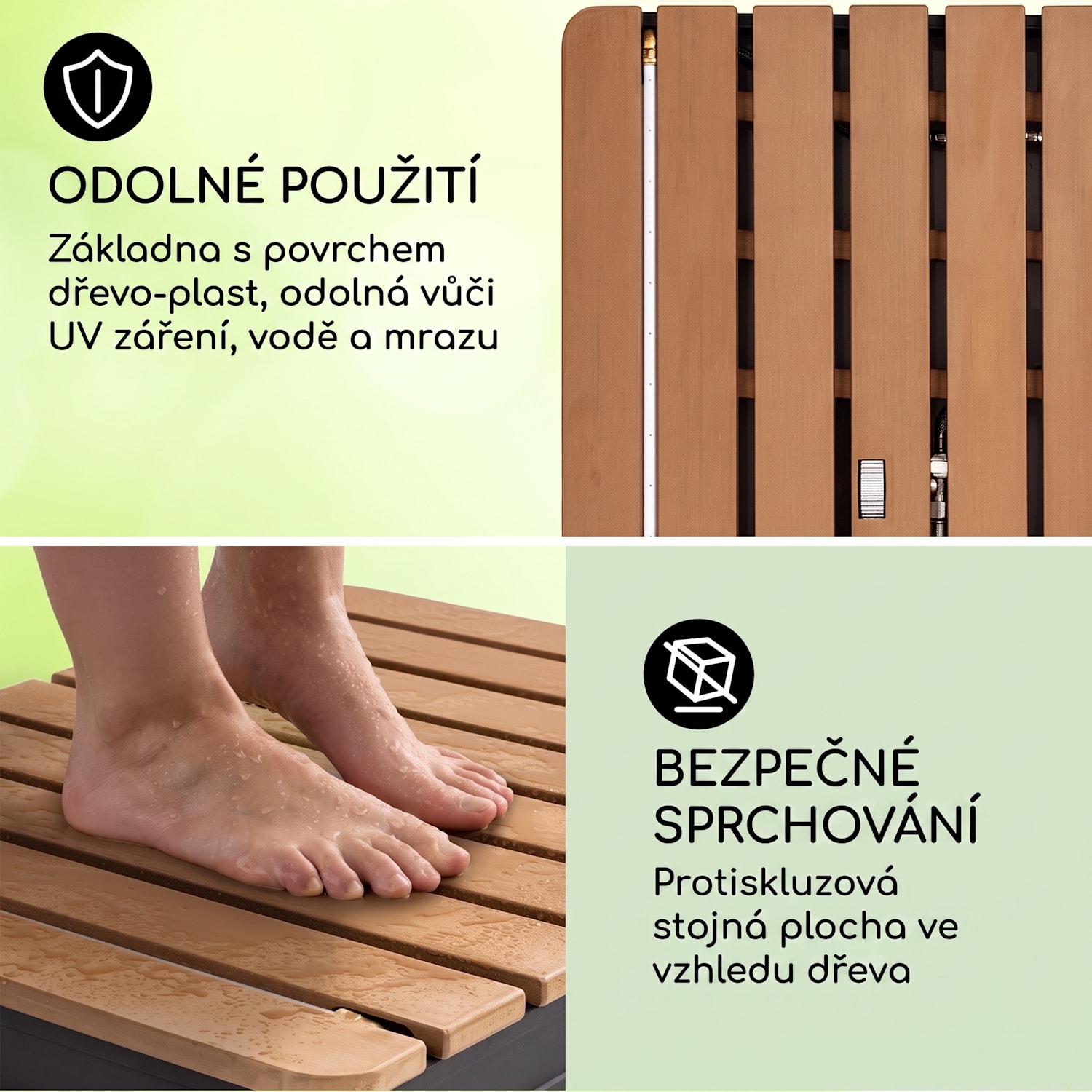 Sumatra Breeze, SQ, zahradní sprcha, WPC, hliník, 70x55, hranatá Čtvereční | Černá