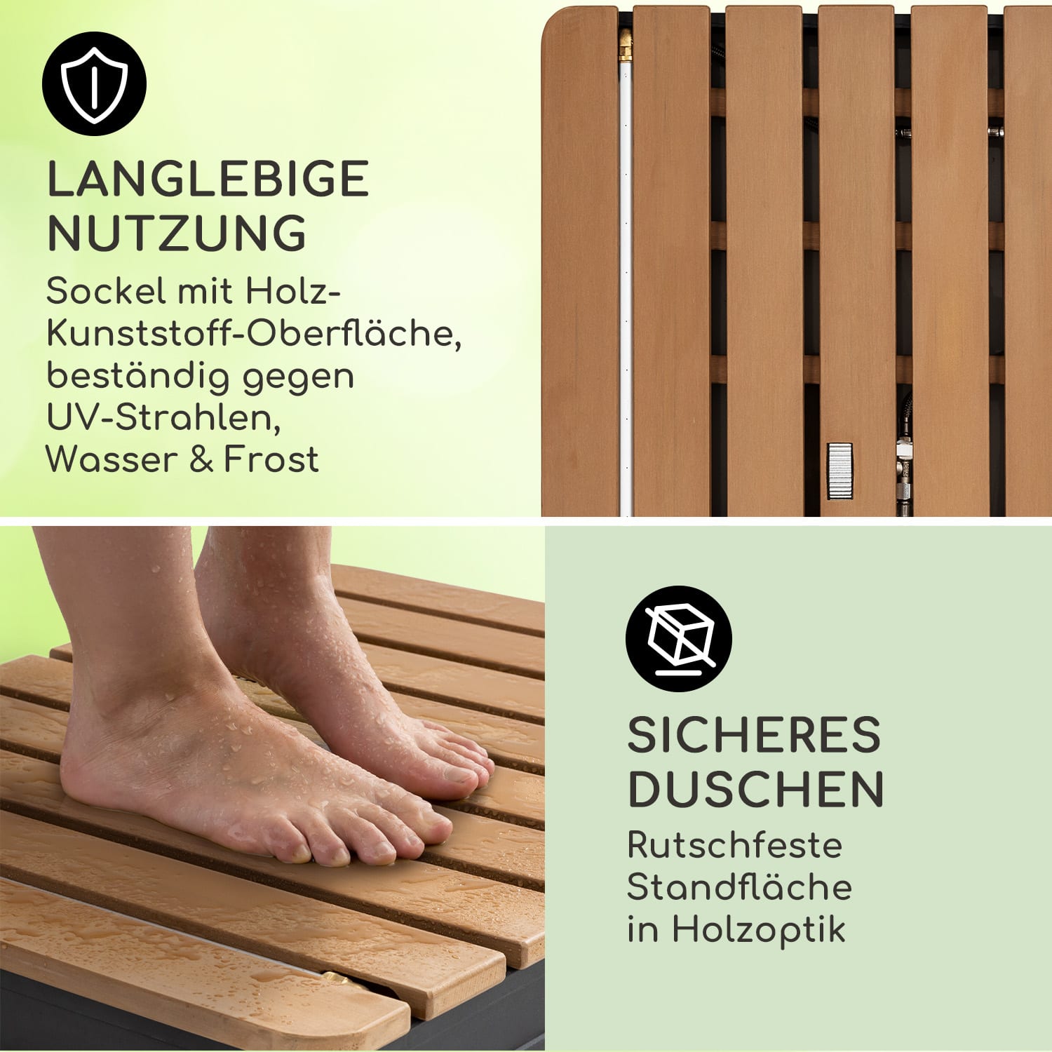 Sumatra Breeze Square Gartendusche WPC Aluminium 70x55cm eckig quadratisch | Schwarz