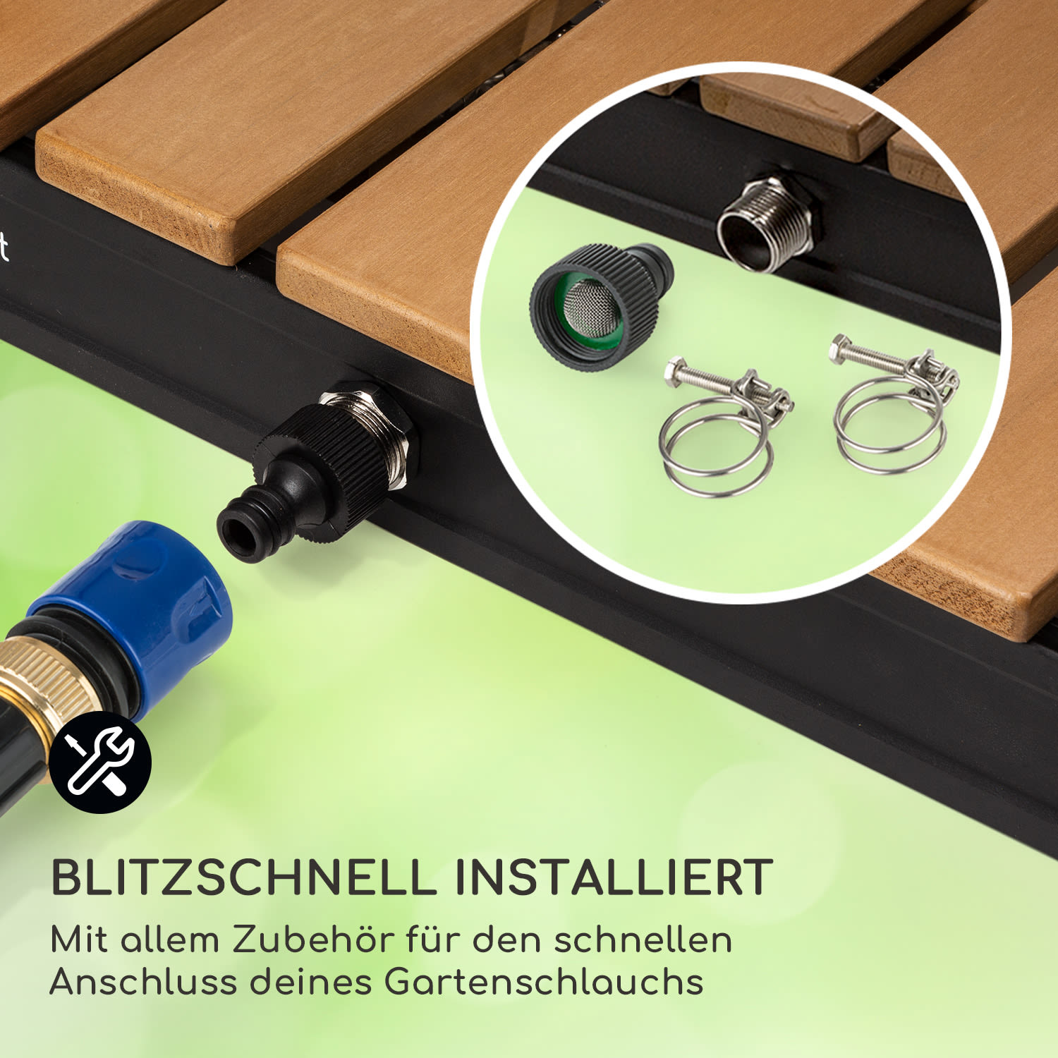 Sumatra Breeze Square Gartendusche WPC Aluminium 70x55cm eckig quadratisch | Schwarz