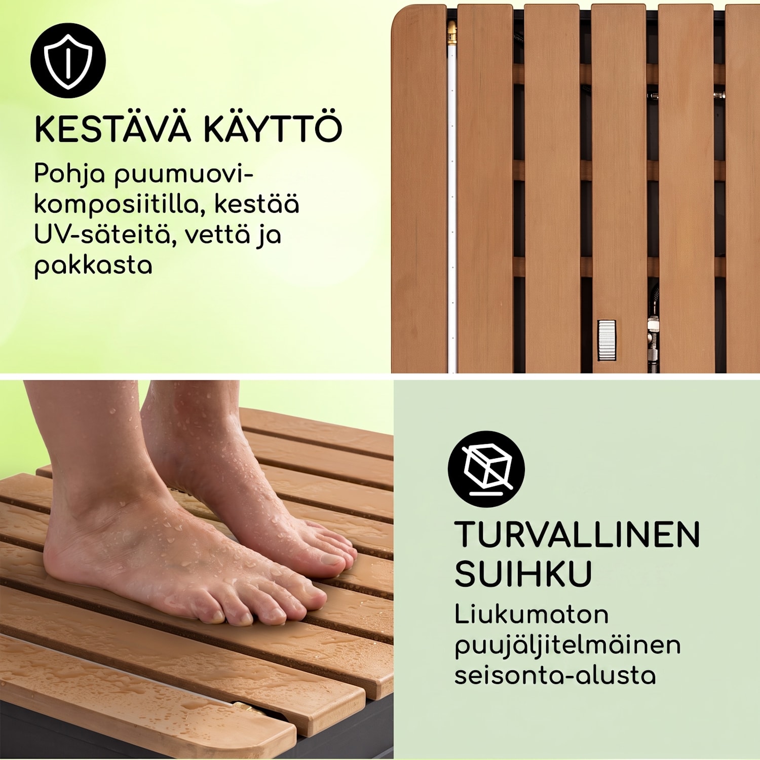 Sumatra Breeze Square puutarhasuihku WPC-alumiini 70x55 cm kulmikas Neliö | Musta