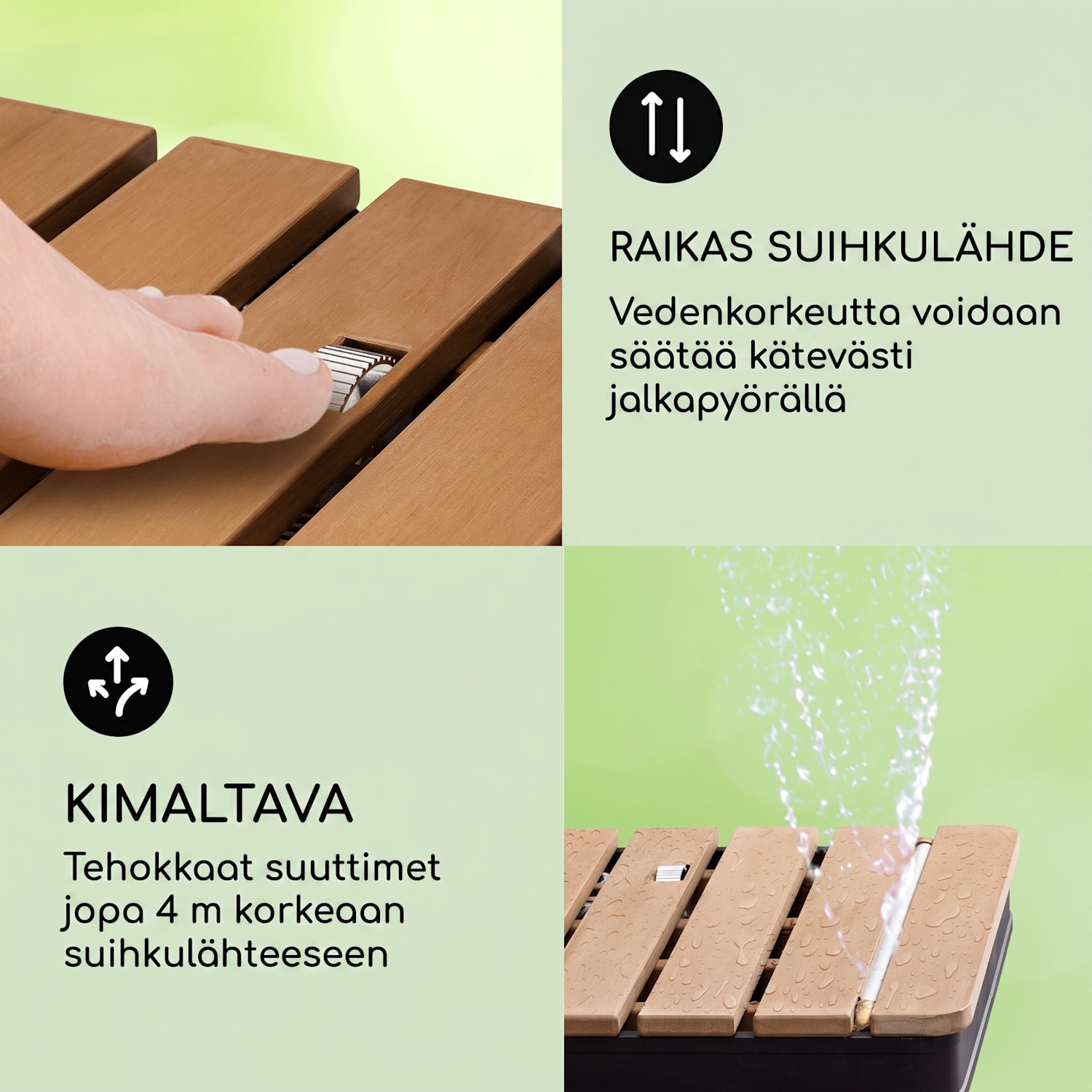 Sumatra Breeze Square puutarhasuihku WPC-alumiini 70x55 cm kulmikas Neliö | Musta