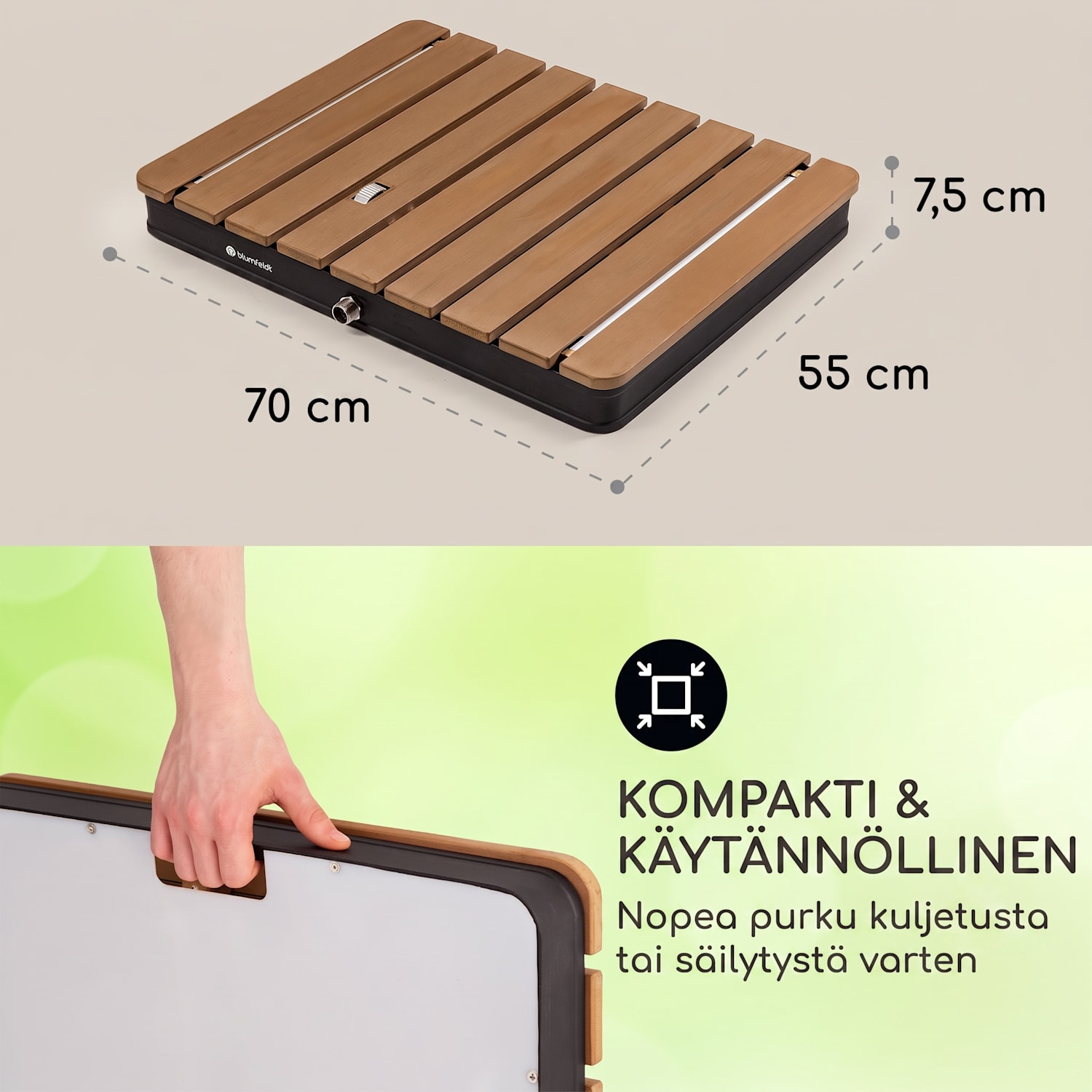 Sumatra Breeze Square puutarhasuihku WPC-alumiini 70x55 cm kulmikas Neliö | Musta