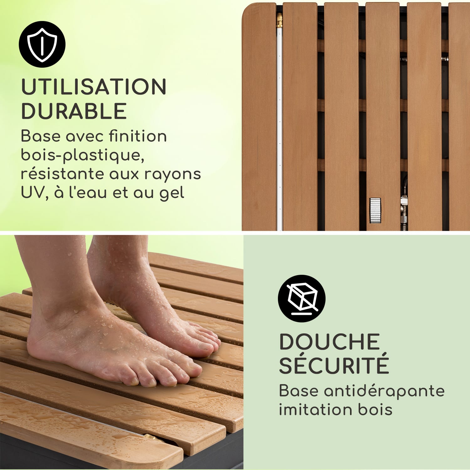 Sumatra Breeze Square douche de jardin WPC Aluminium 70 x 55 cm carrée Carré | Noir