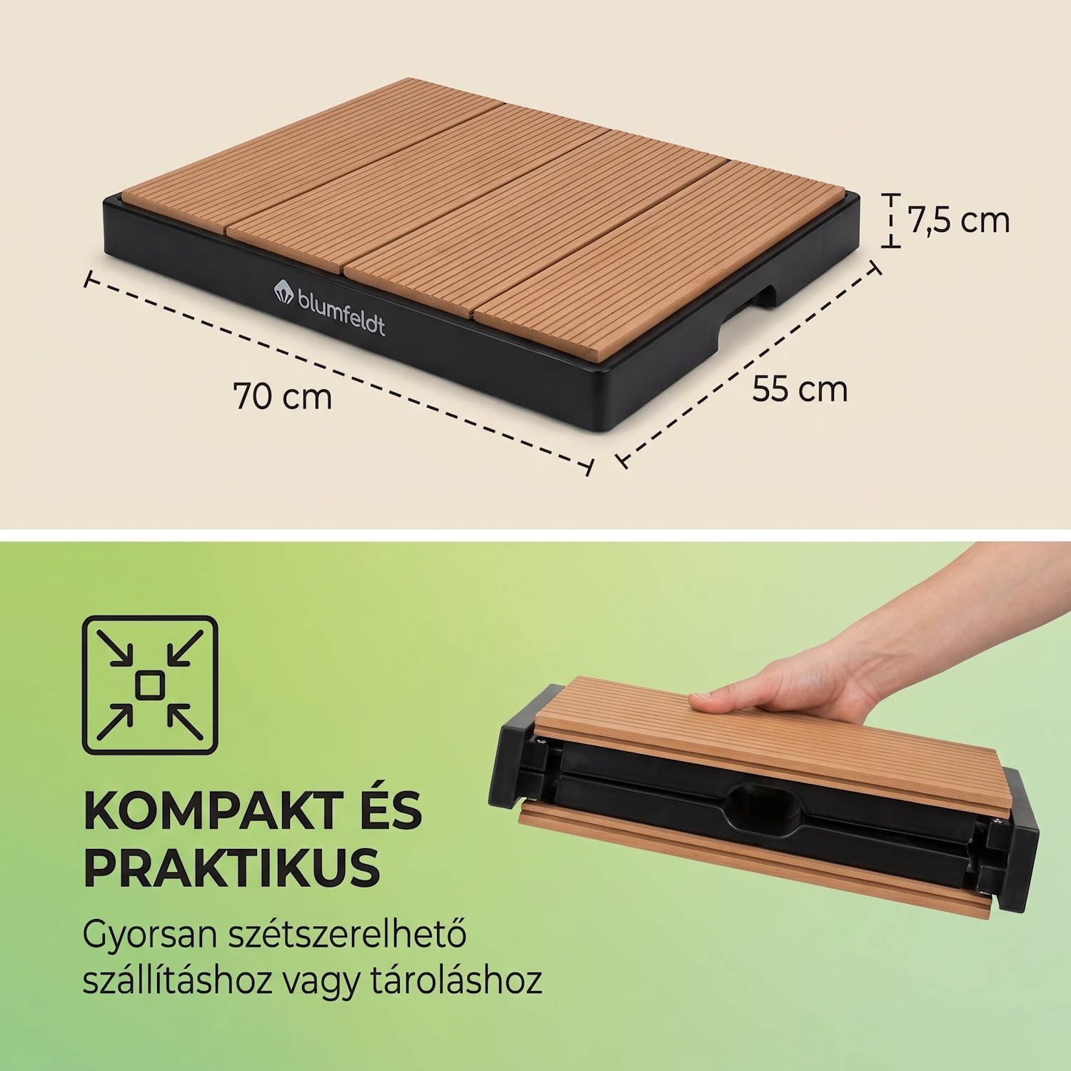 Sumatra Breeze, SQ, kerti zuhany, WPC, alumínium, 70x55, szögletes Négyzet | Fekete