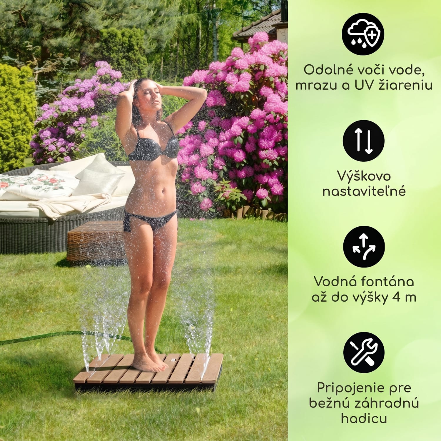 Sumatra Breeze Square, záhradná sprcha, WPC, hliník, 70x55, hranatá Štvorcový | Čierna