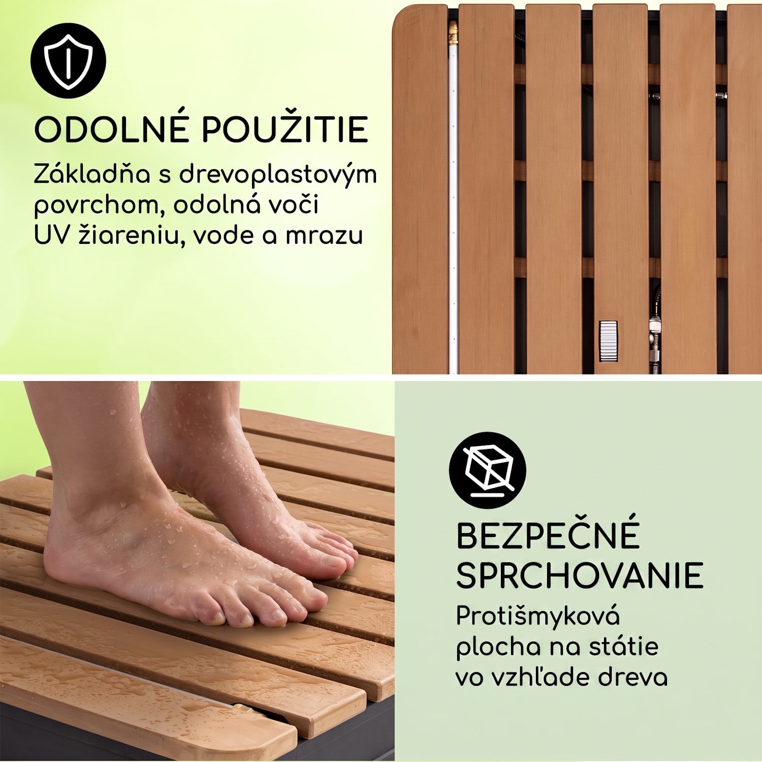 Sumatra Breeze Square, záhradná sprcha, WPC, hliník, 70x55, hranatá Štvorcový | Čierna