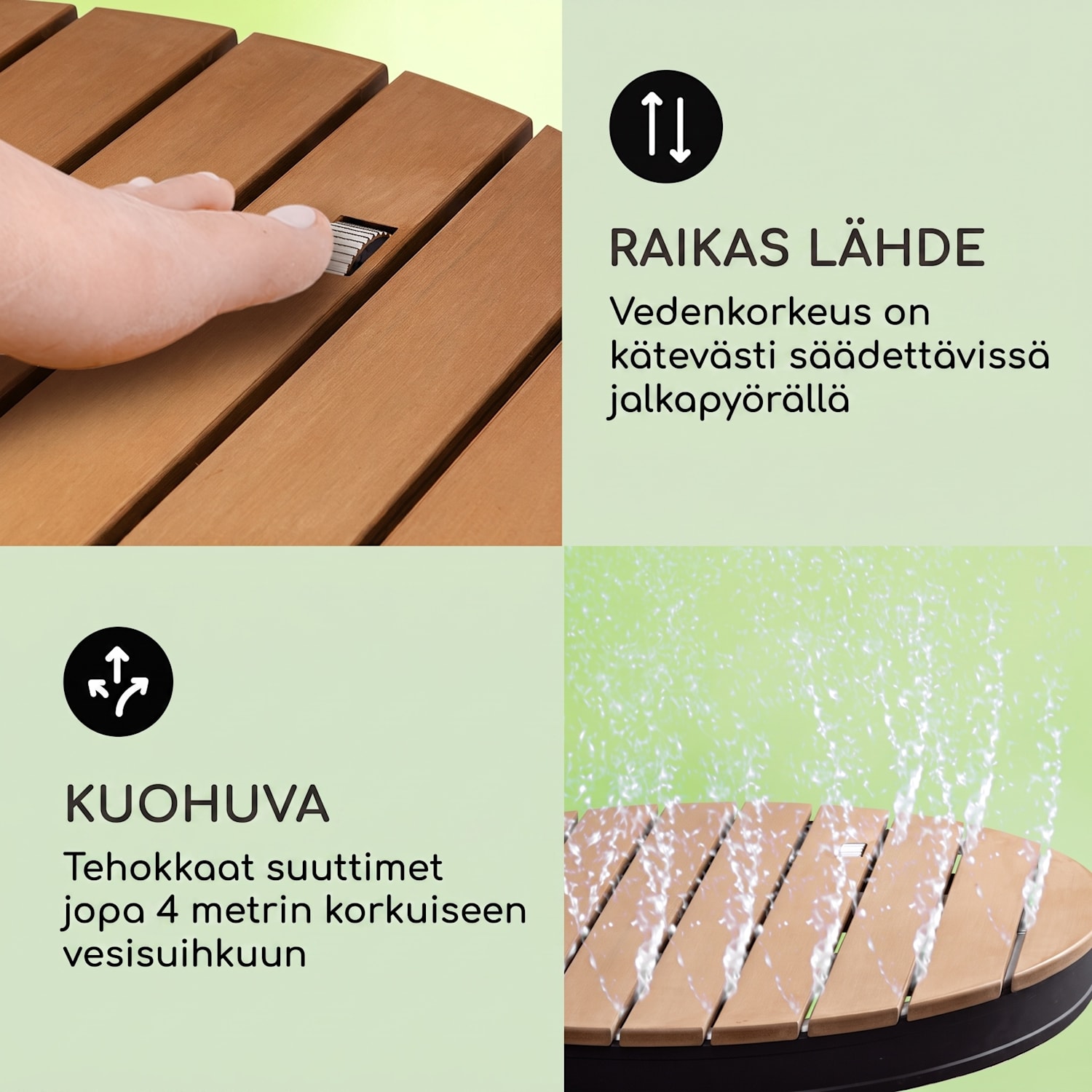 Sumatra Breeze Round puutarhasuihku WPC-alumiini 70x55 cm pyöreä pyöristää | Musta