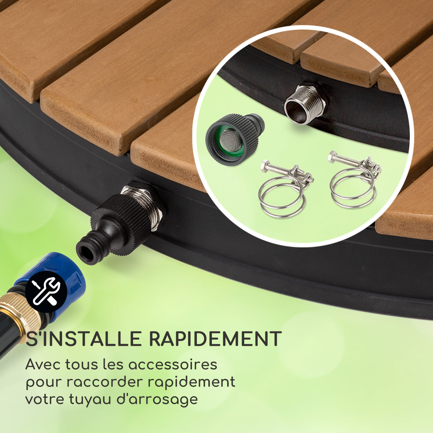 Sumatra Breeze Round douche de jardin WPC Aluminium 70 x 55 cm ronde rond | Noir