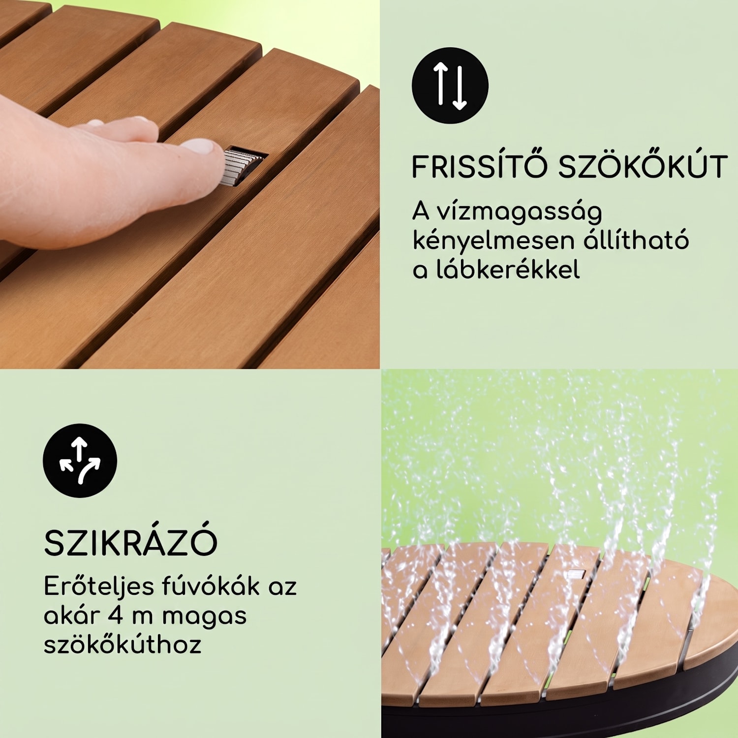 Sumatra Breeze, SQ, kerti zuhany, WPC, alumínium, Ø70, 4cm, kerek formájú Ovális | Fekete