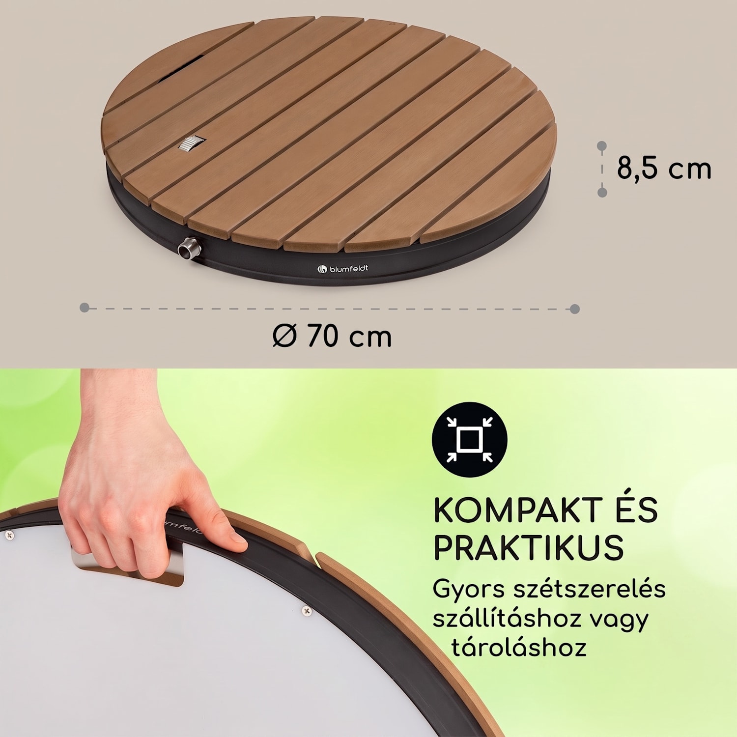 Sumatra Breeze, SQ, kerti zuhany, WPC, alumínium, Ø70, 4cm, kerek formájú Ovális | Fekete