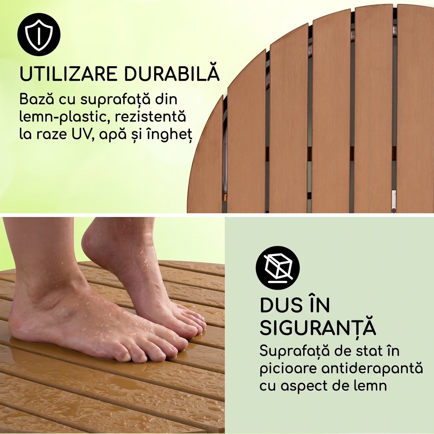 Sumatra Breeze, RD, duș de grădină, WPC, aluminiu, Ø70, 4cm, rotundă Oval | Negru