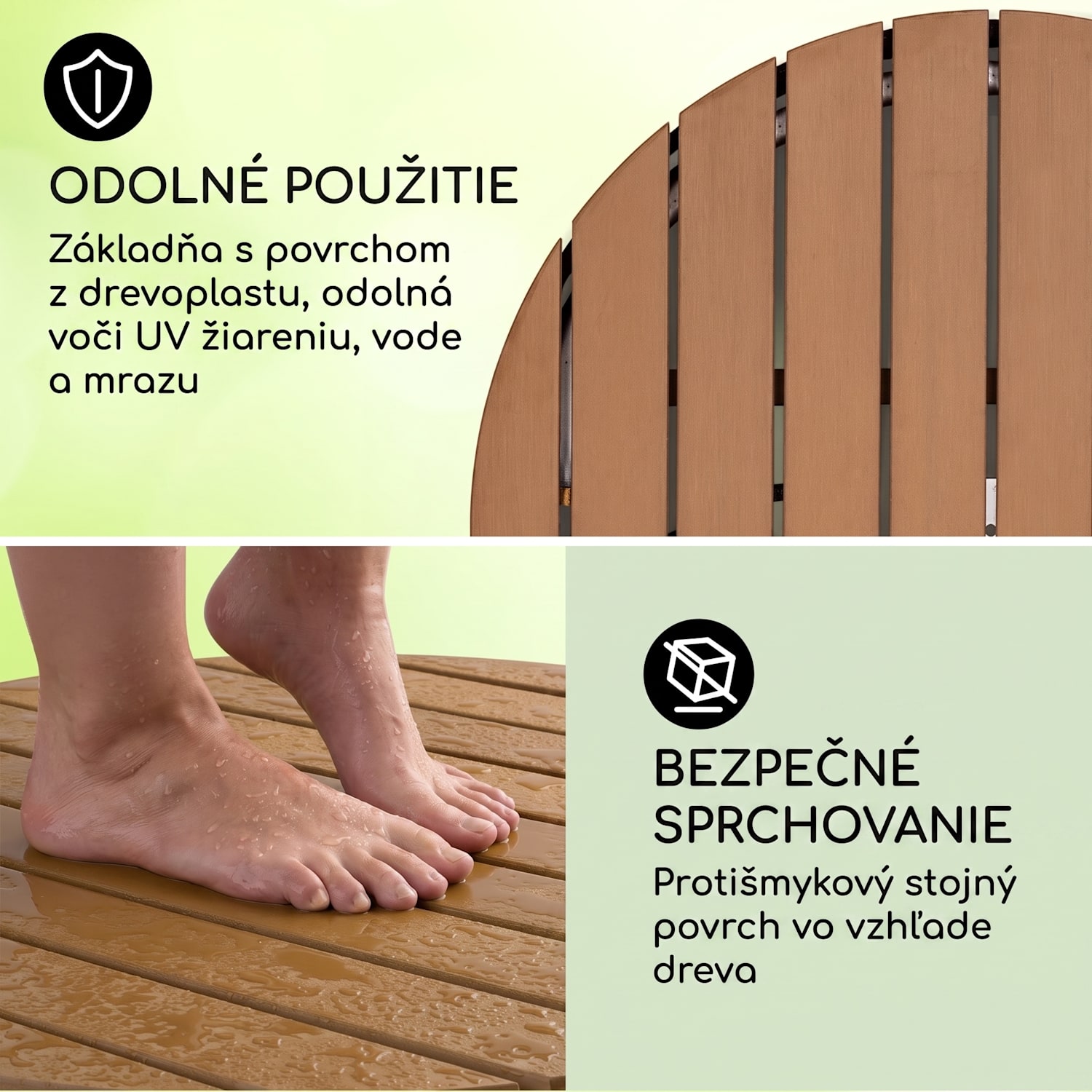 Sumatra Breeze Round, záhradná sprcha, WPC, hliník, Ø70, 4cm, okrúhla Oválny | Čierna