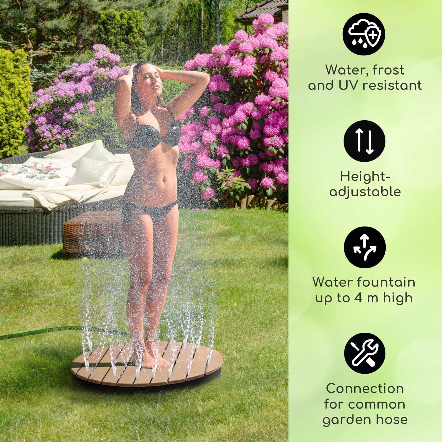 Sumatra Breeze, RD, zahradní sprcha, WPC hliník,Ø70, 4cm, kulatá Oválný | Černá